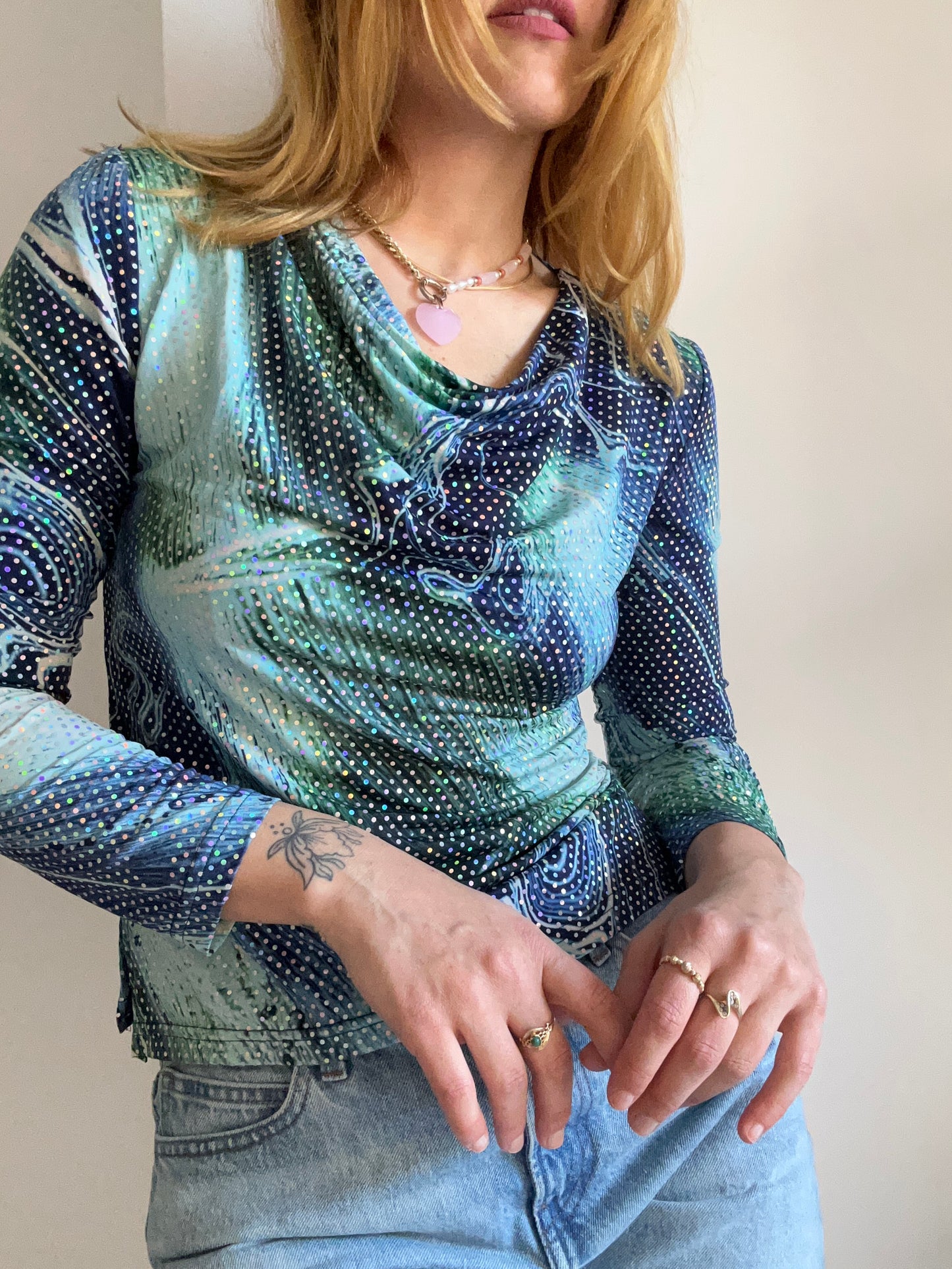 Drape Shiny Blouse