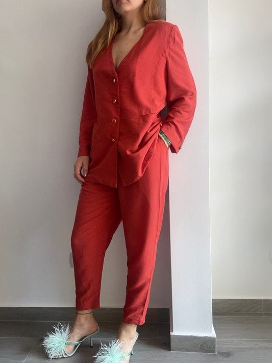 Red Blazer & Trousers Set