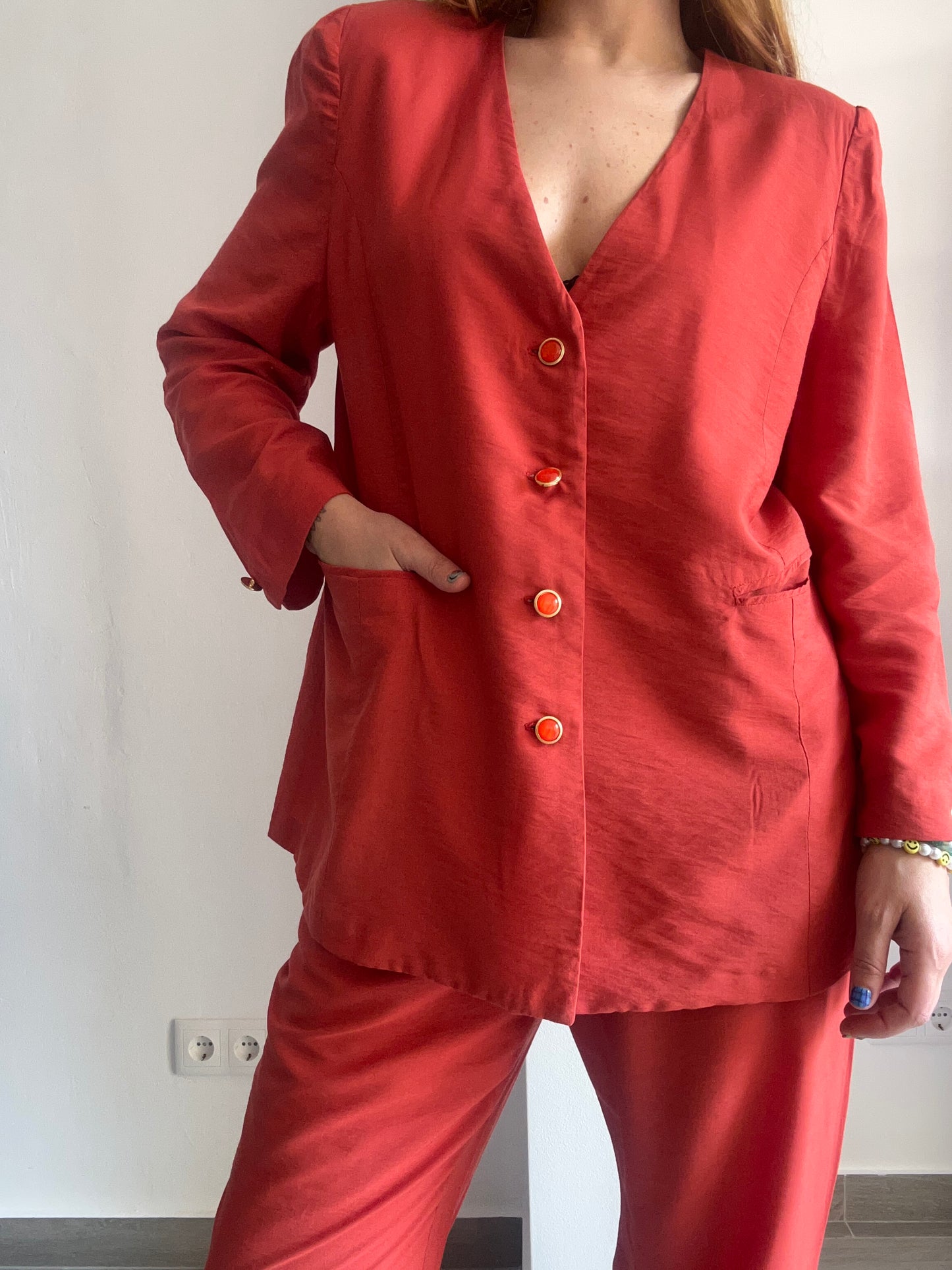 Red Blazer & Trousers Set