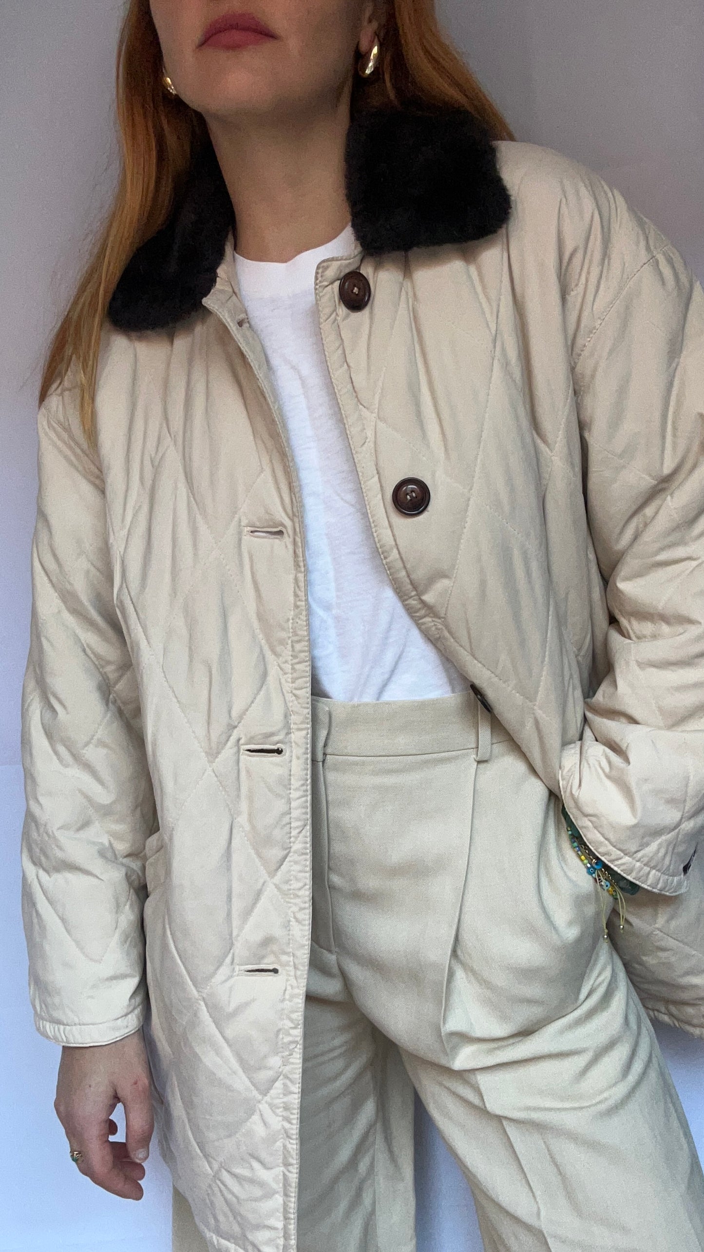 Beige Lightweight Puffer