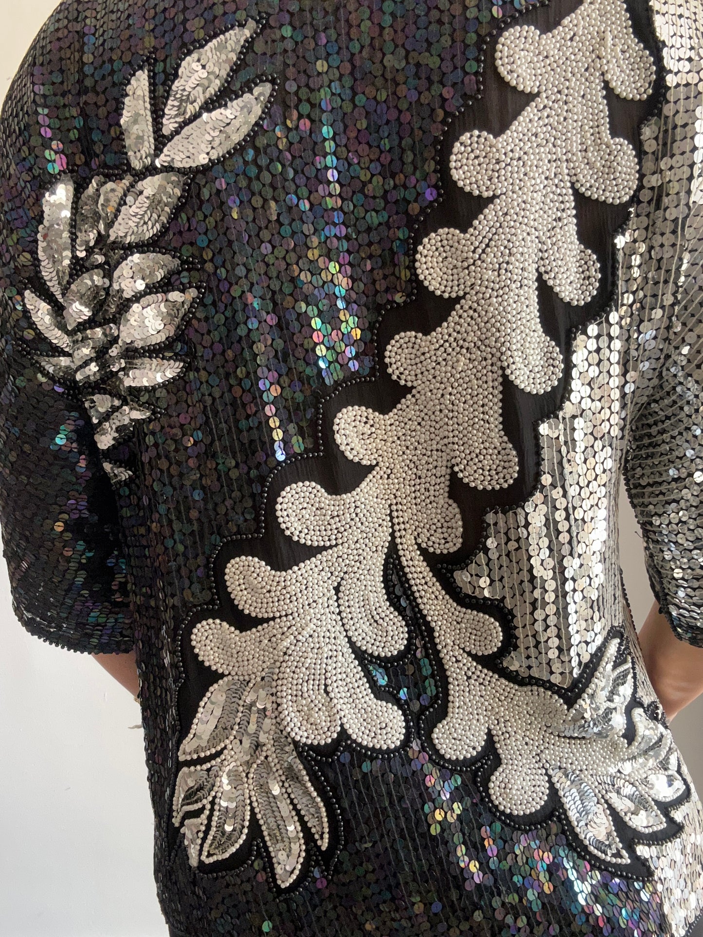 Sequined & Pearl Silk Top