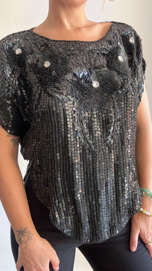 Black Sequinned Top