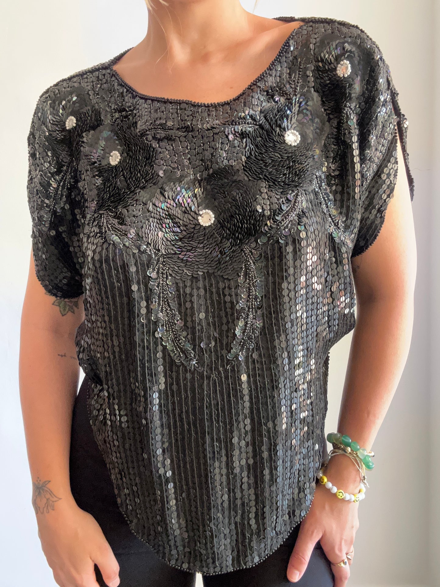 Black Sequinned Top