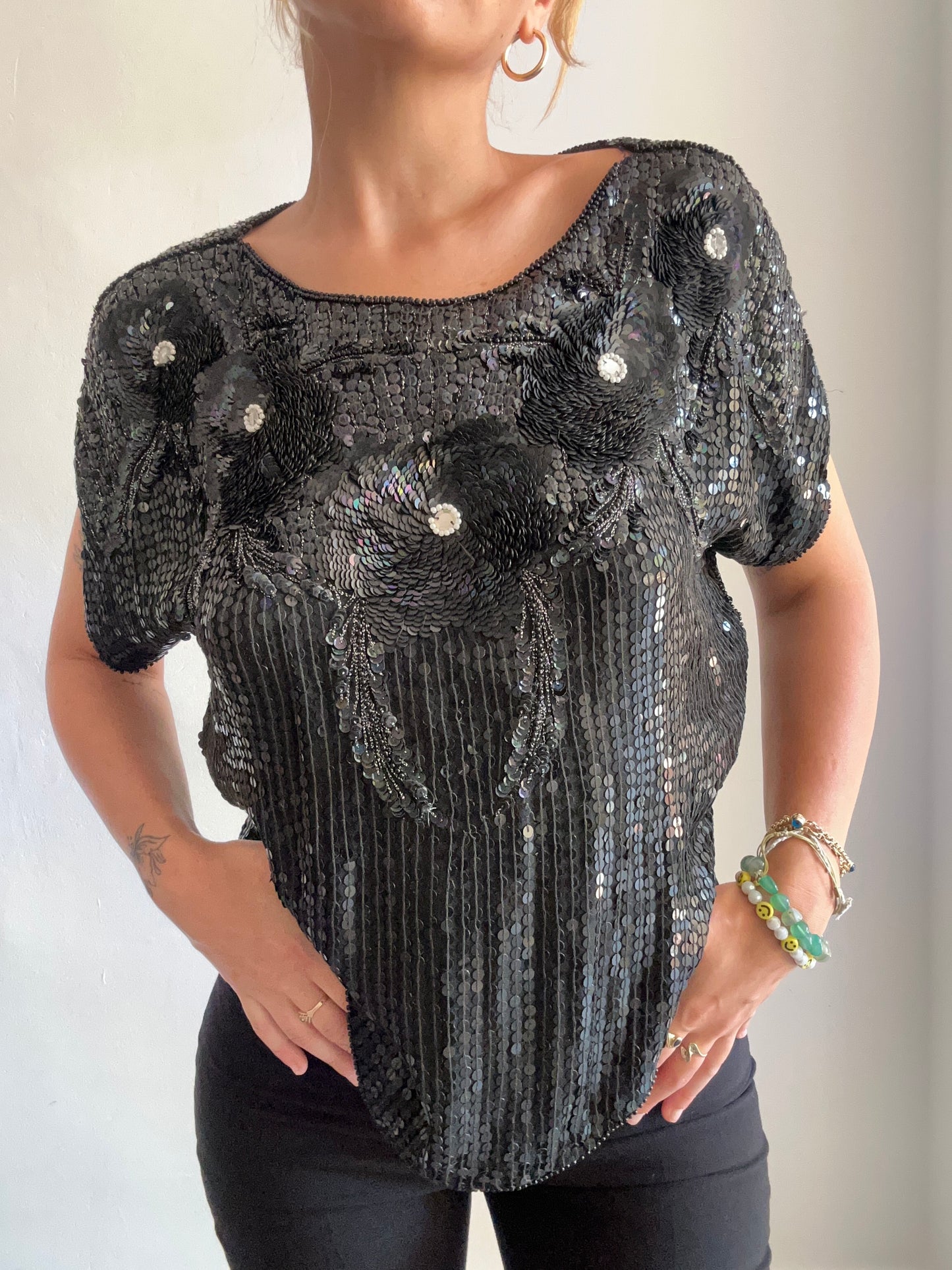 Black Sequinned Top