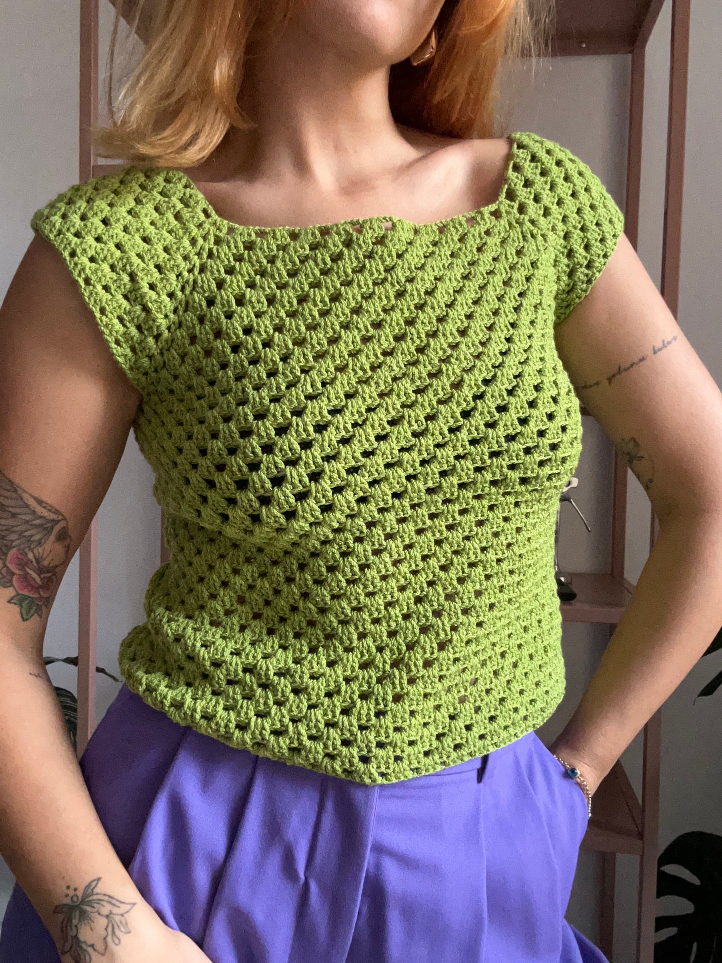 Hand Knit Green Top