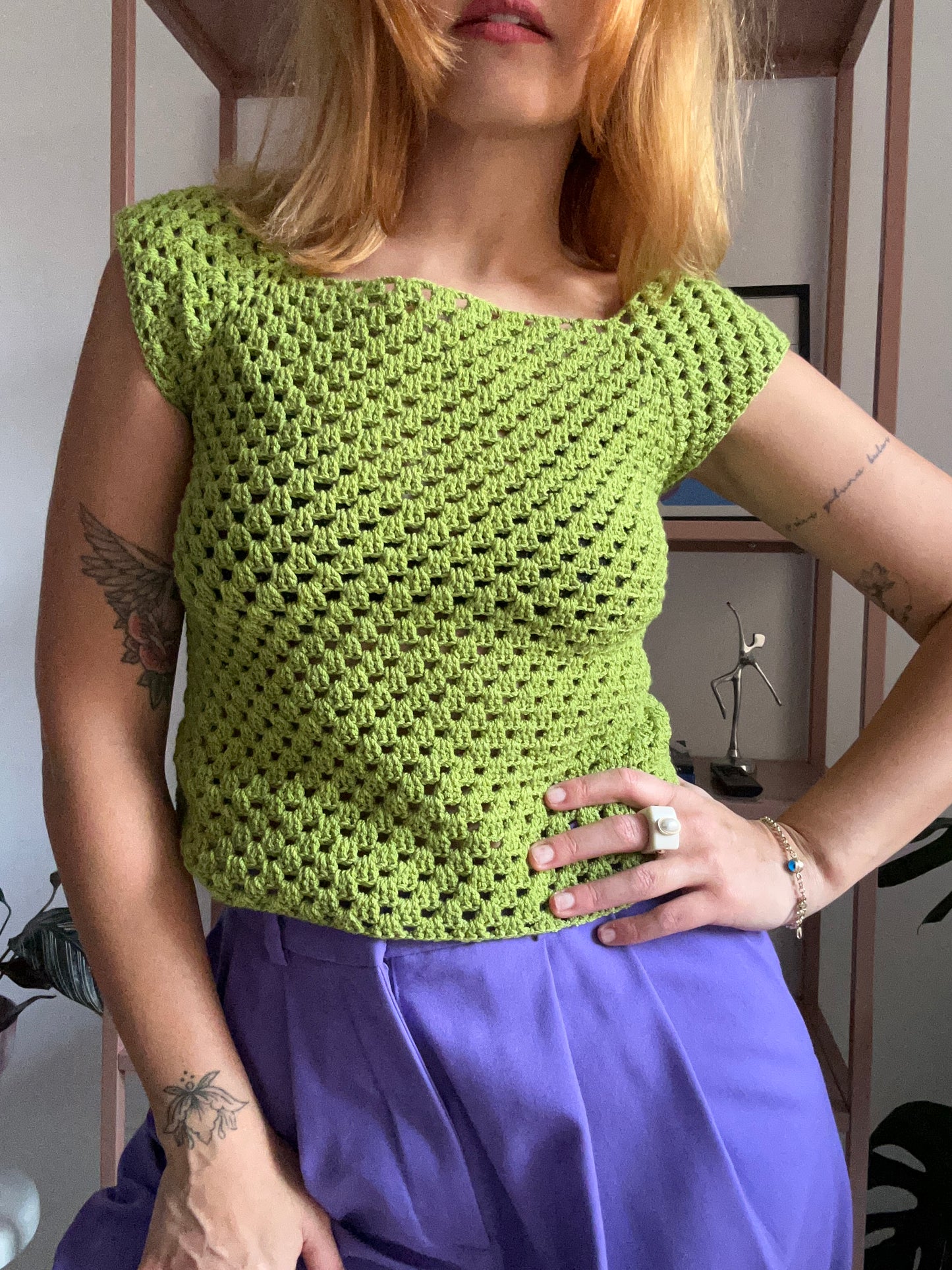 Hand Knit Green Top