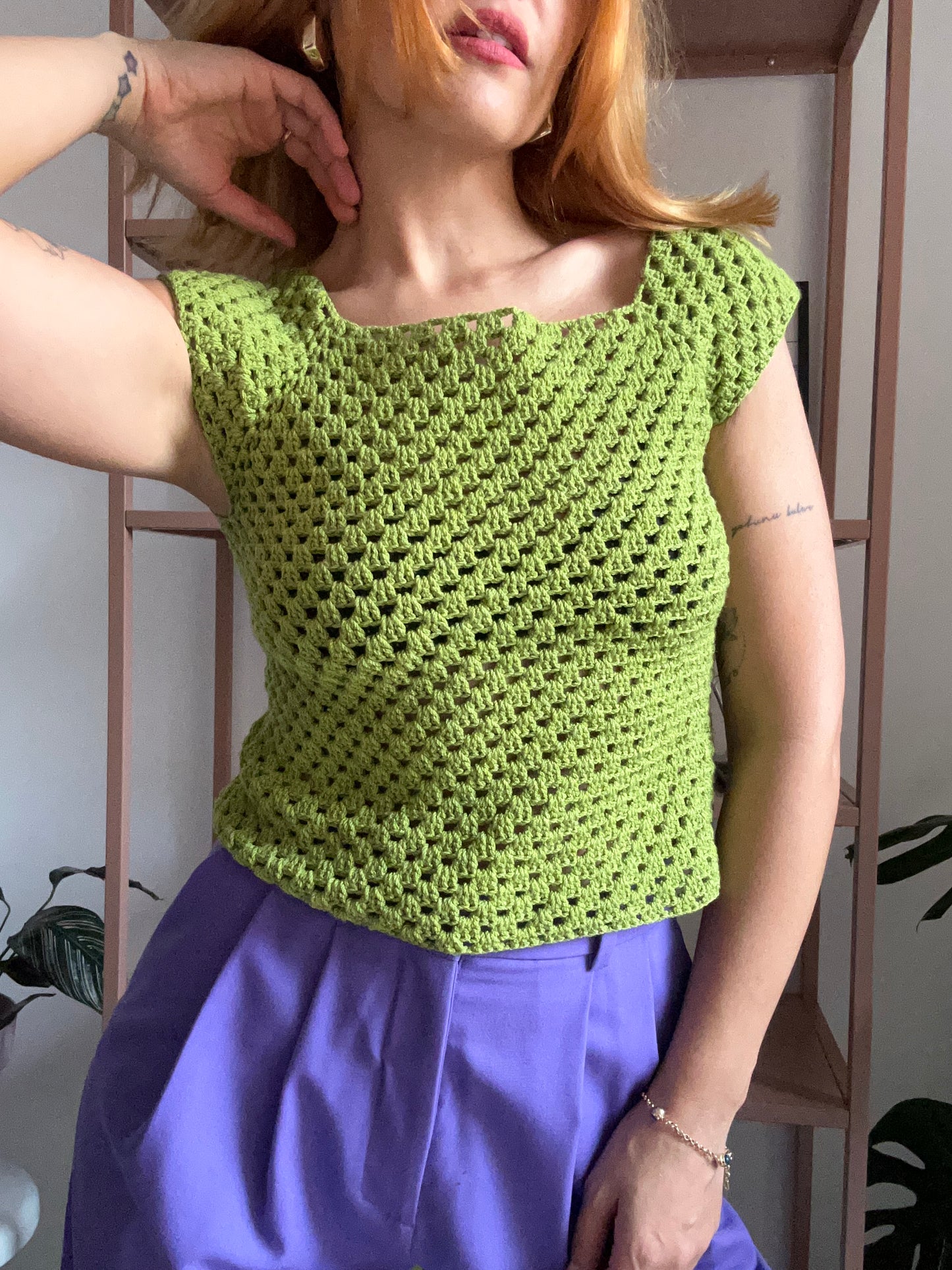 Hand Knit Green Top