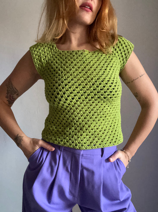 Hand Knit Green Top