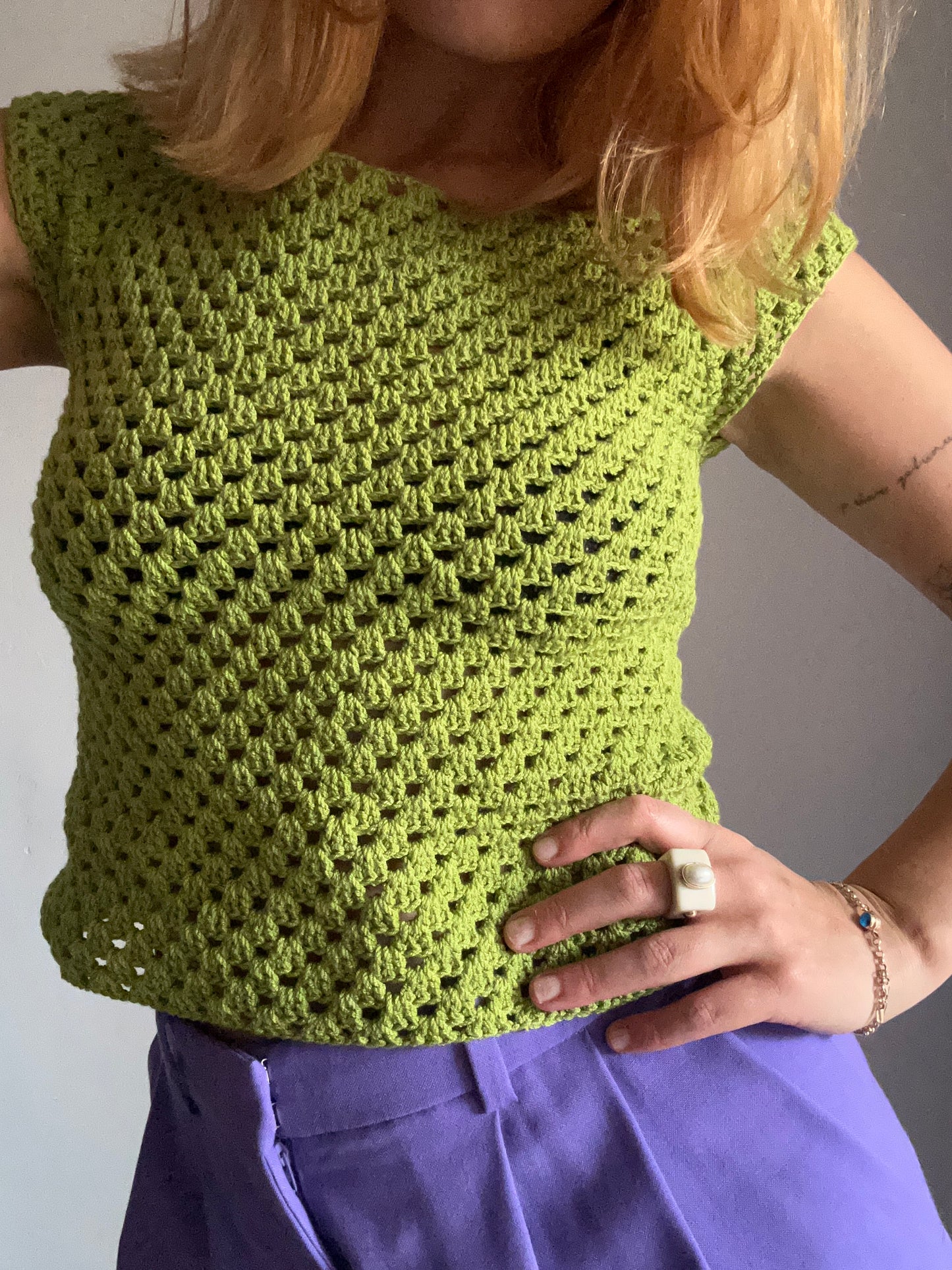 Hand Knit Green Top