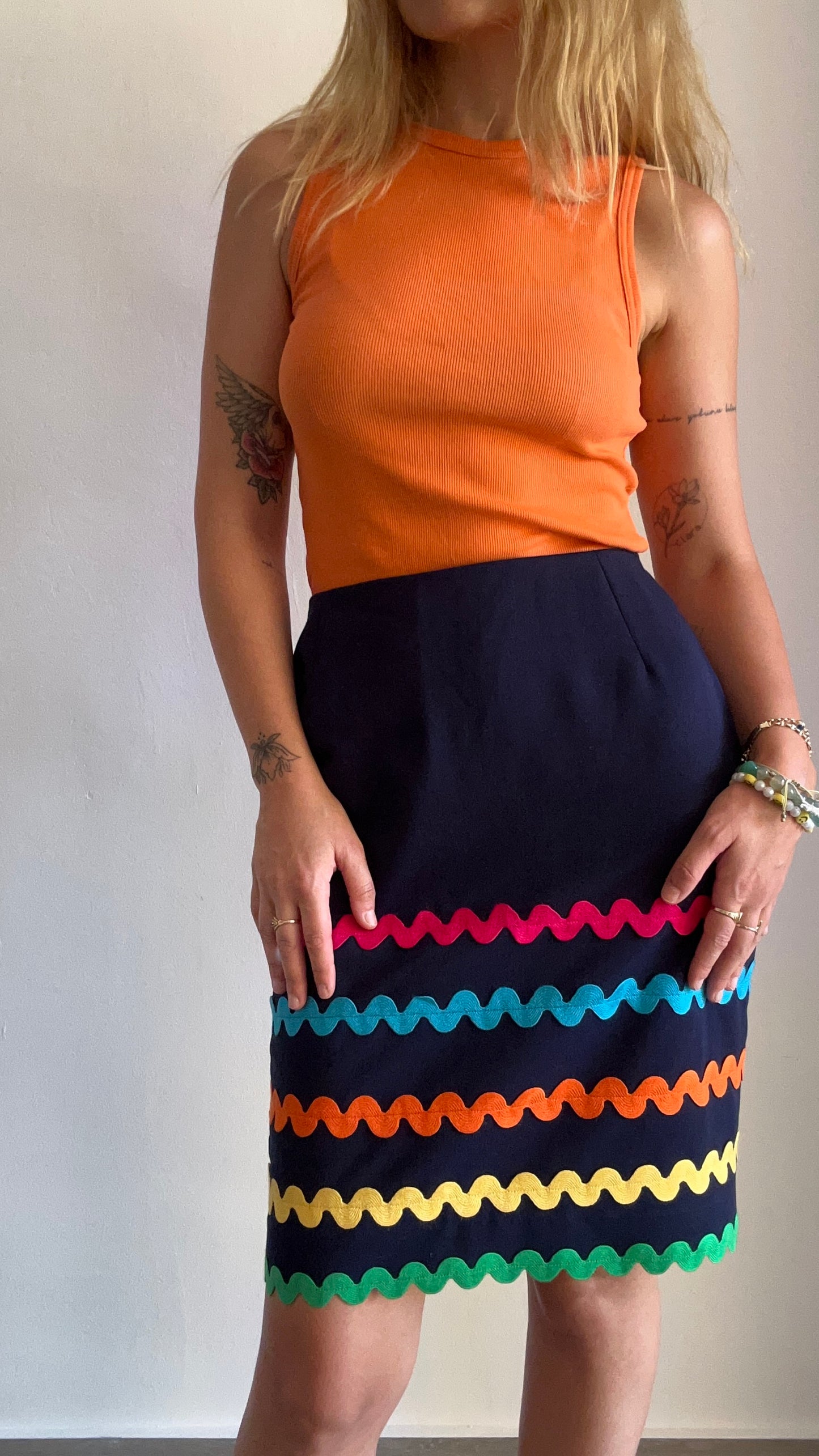 Navy Wavy Skirt