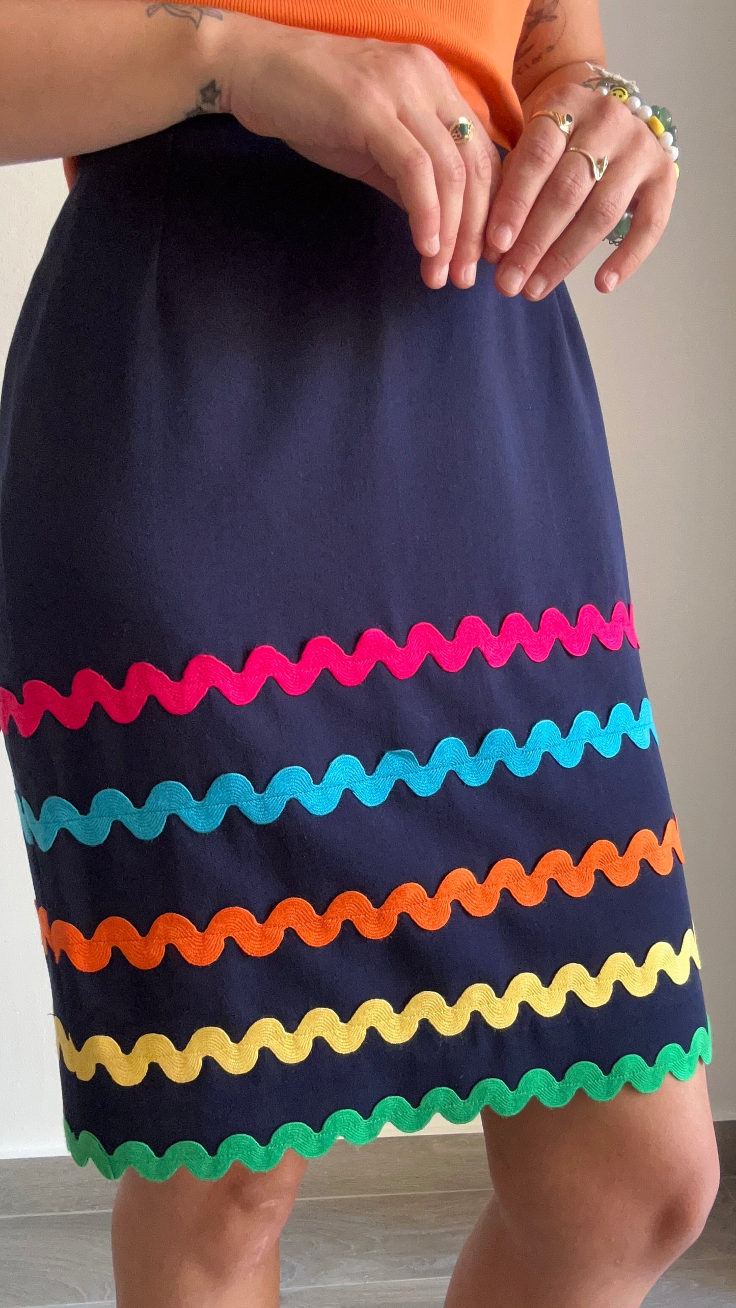 Navy Wavy Skirt