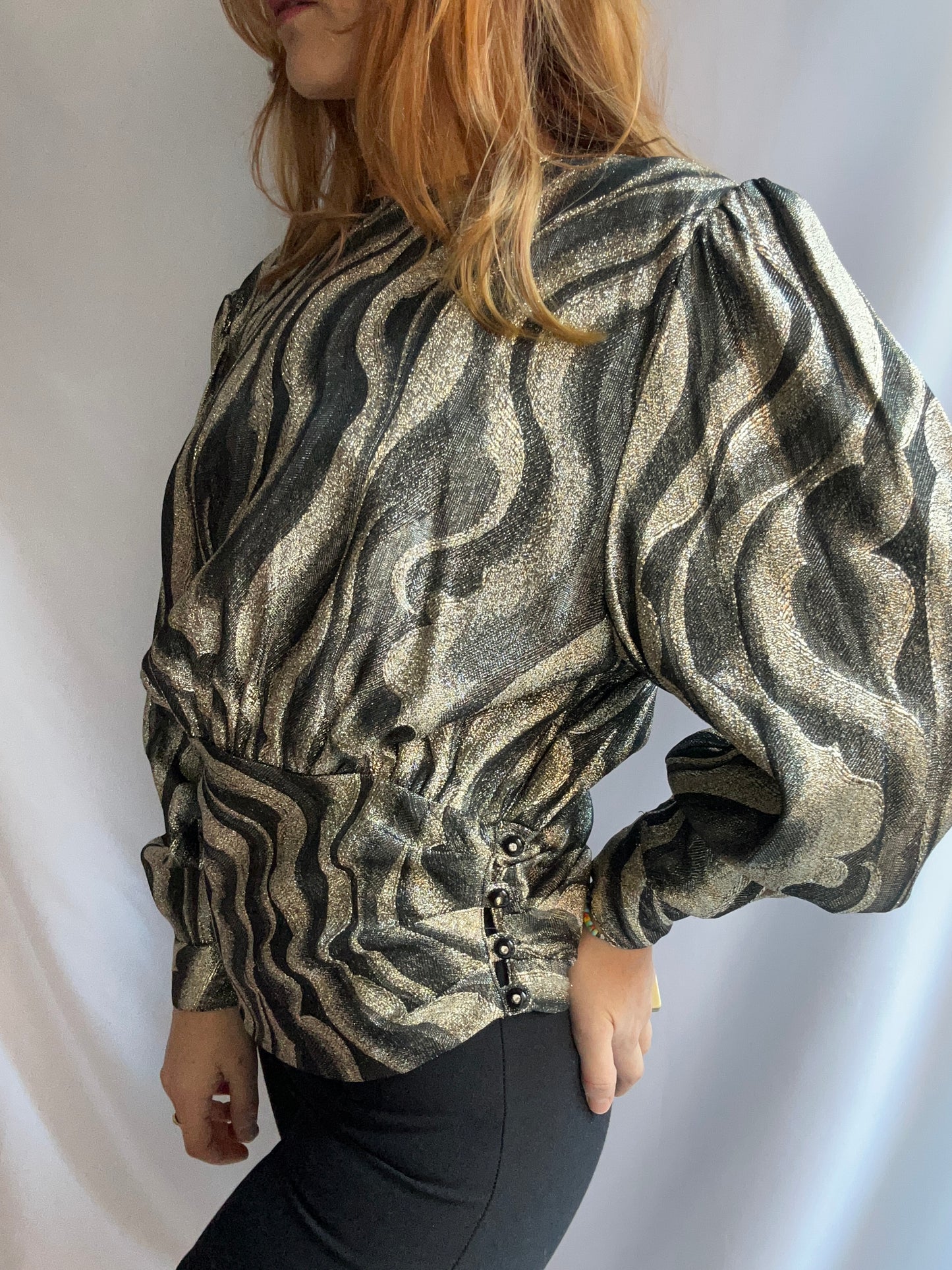 80s Gold & Black Blouse