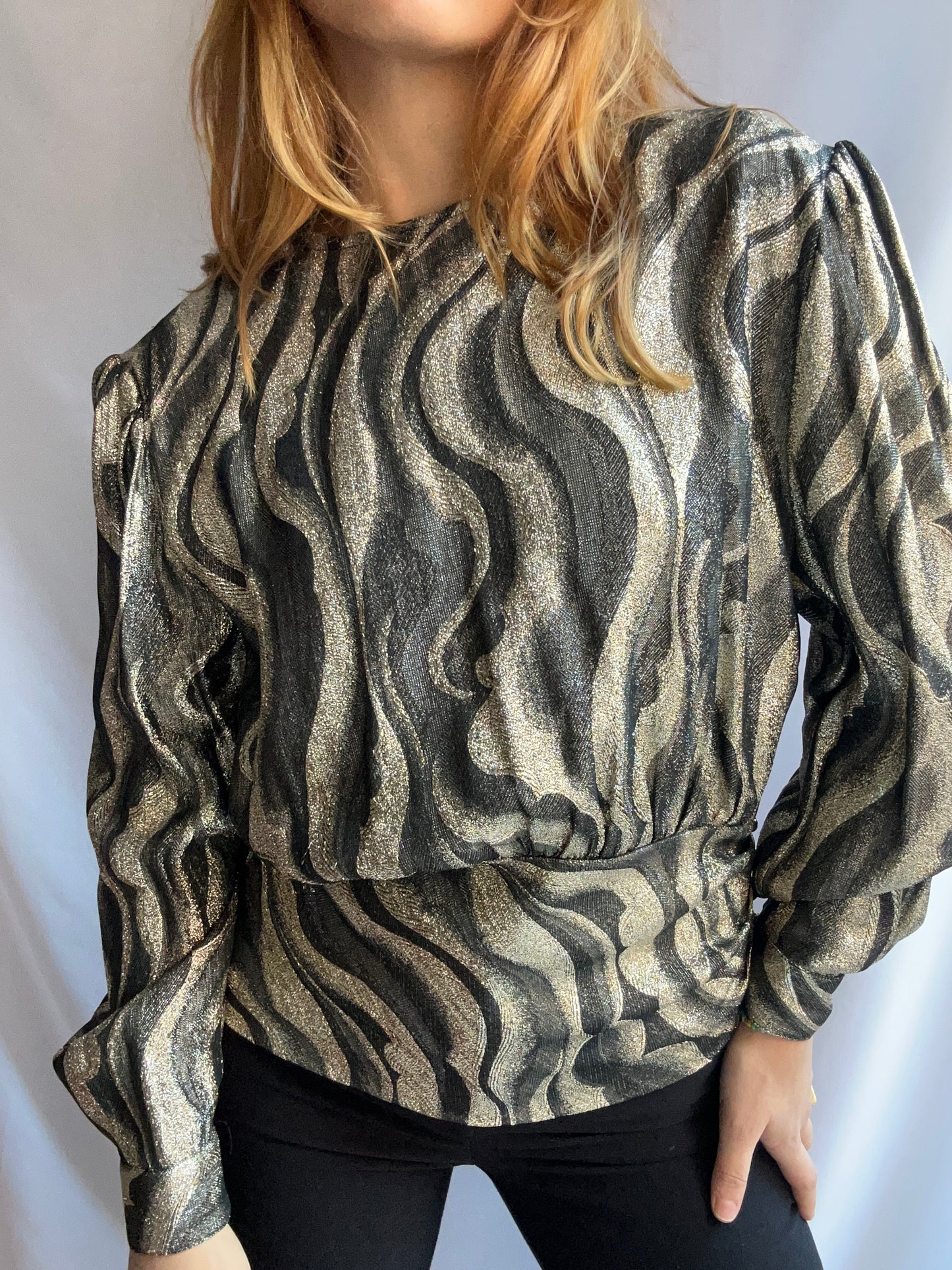 80s Gold & Black Blouse