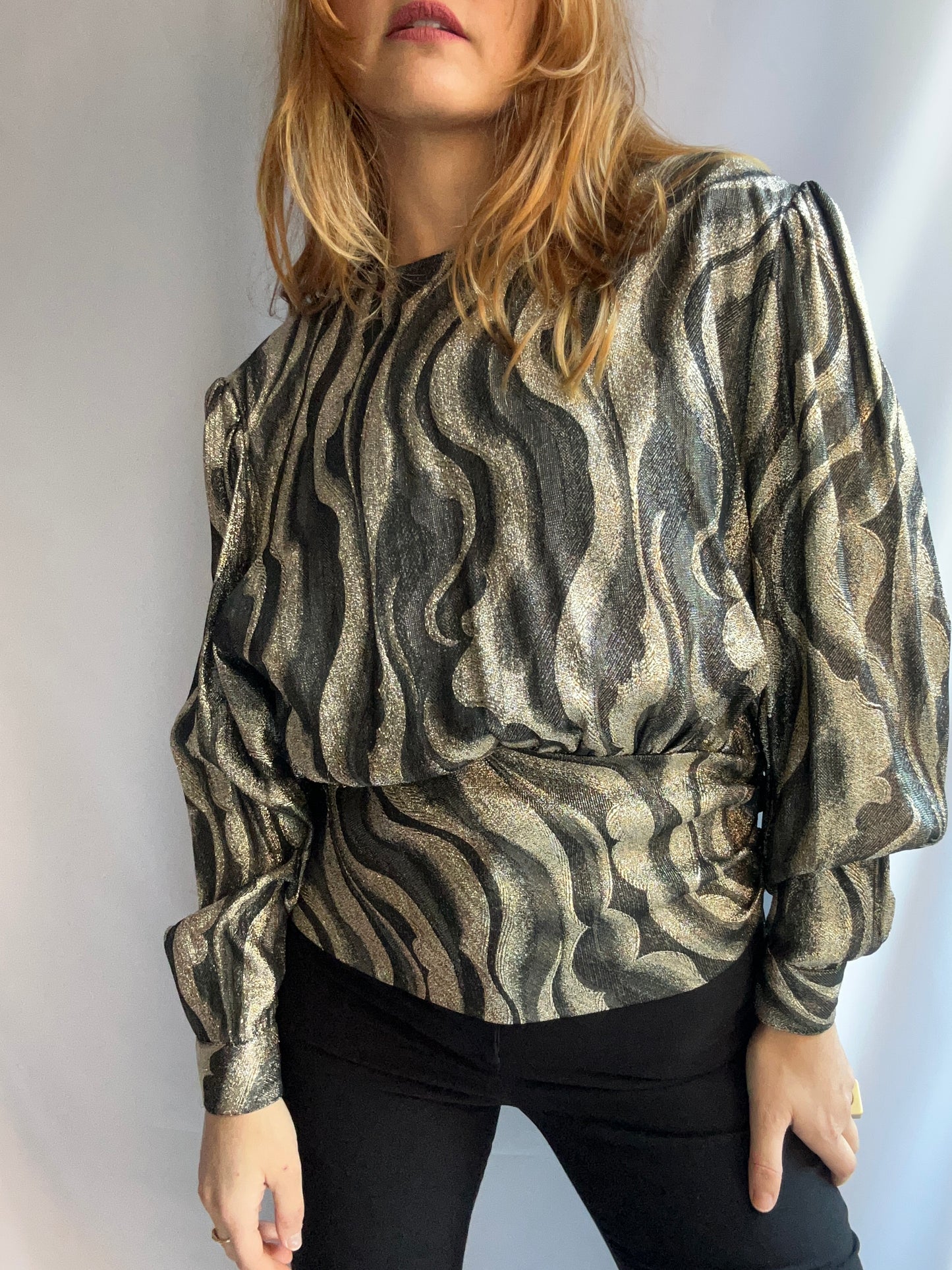 80s Gold & Black Blouse