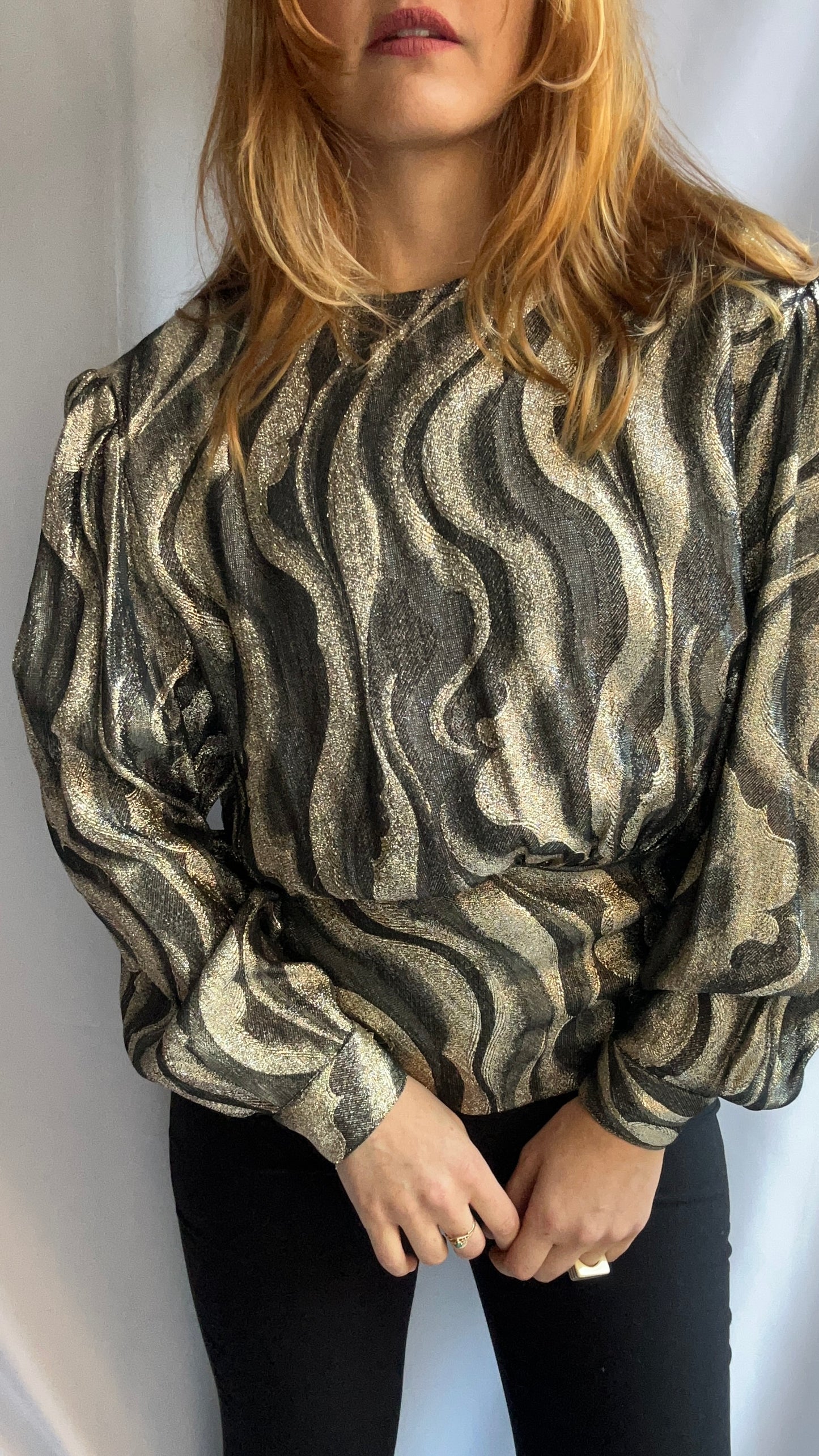 80s Gold & Black Blouse