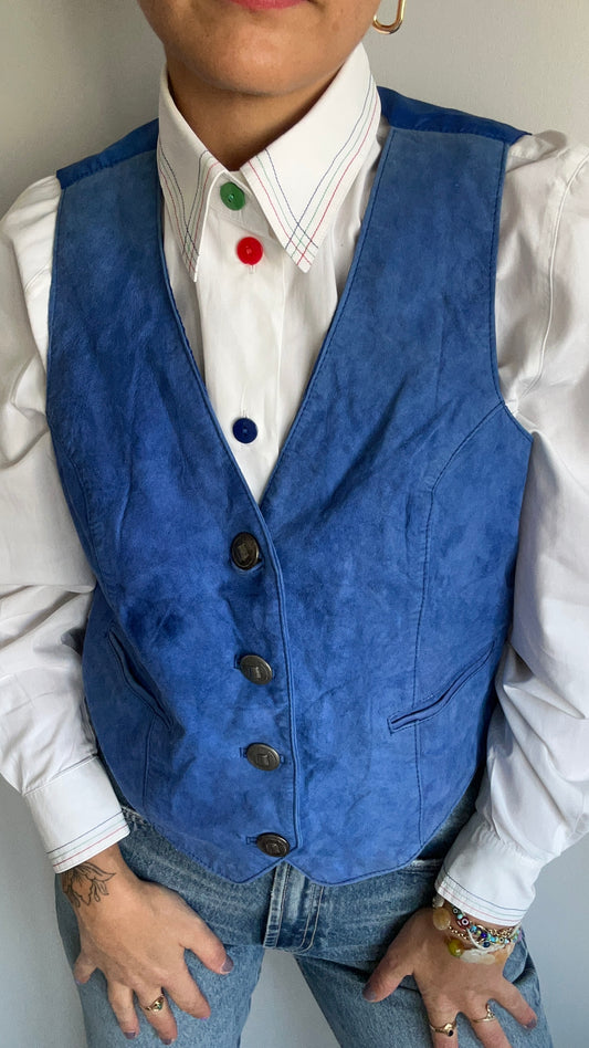 Blue Suede Leather Vest