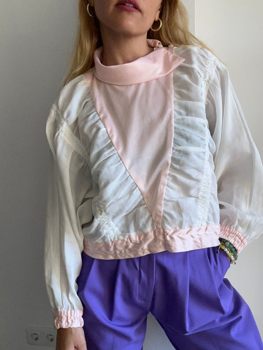 80s White & Pink Top