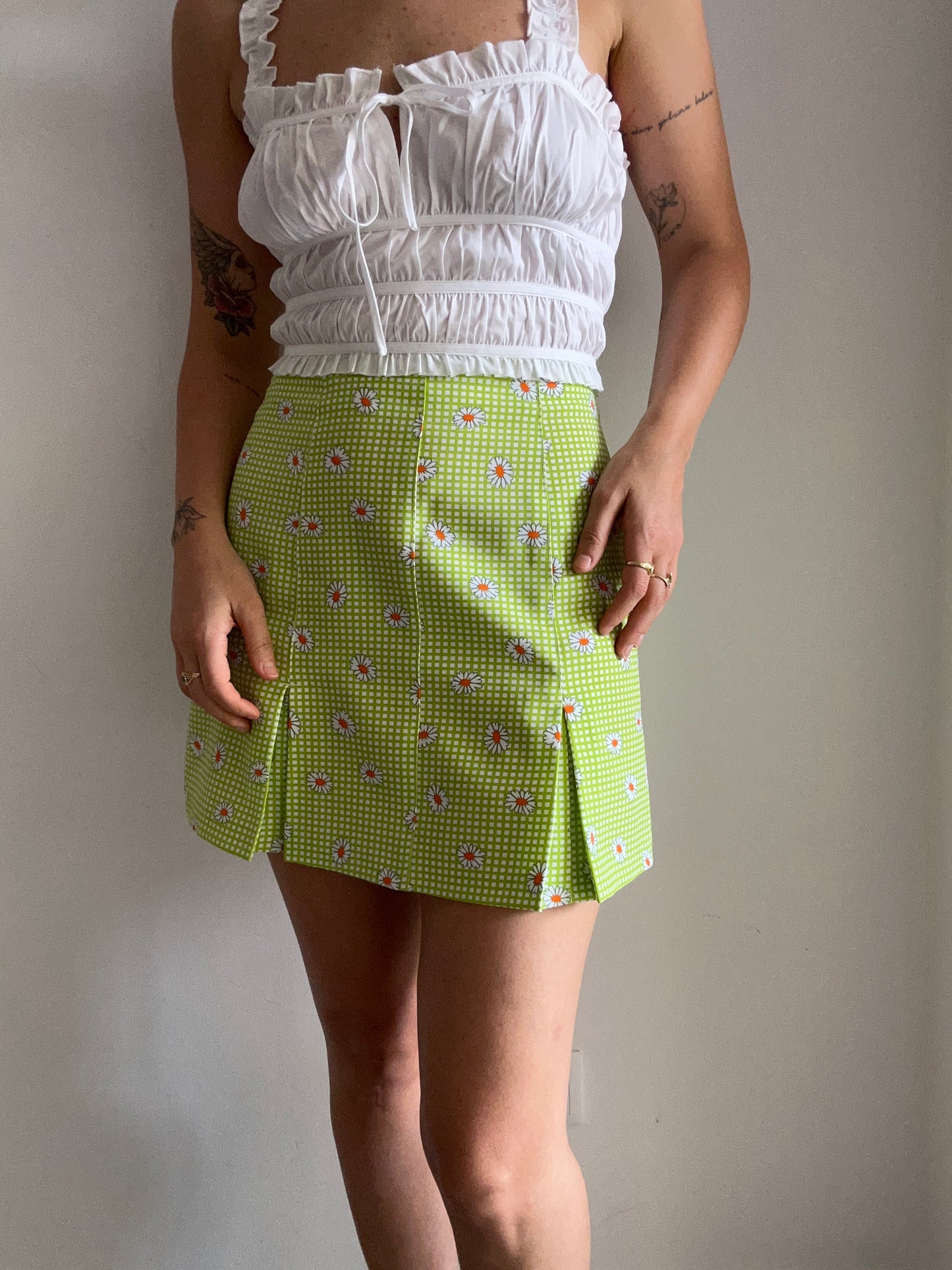 Green Daisy Mini Skirt