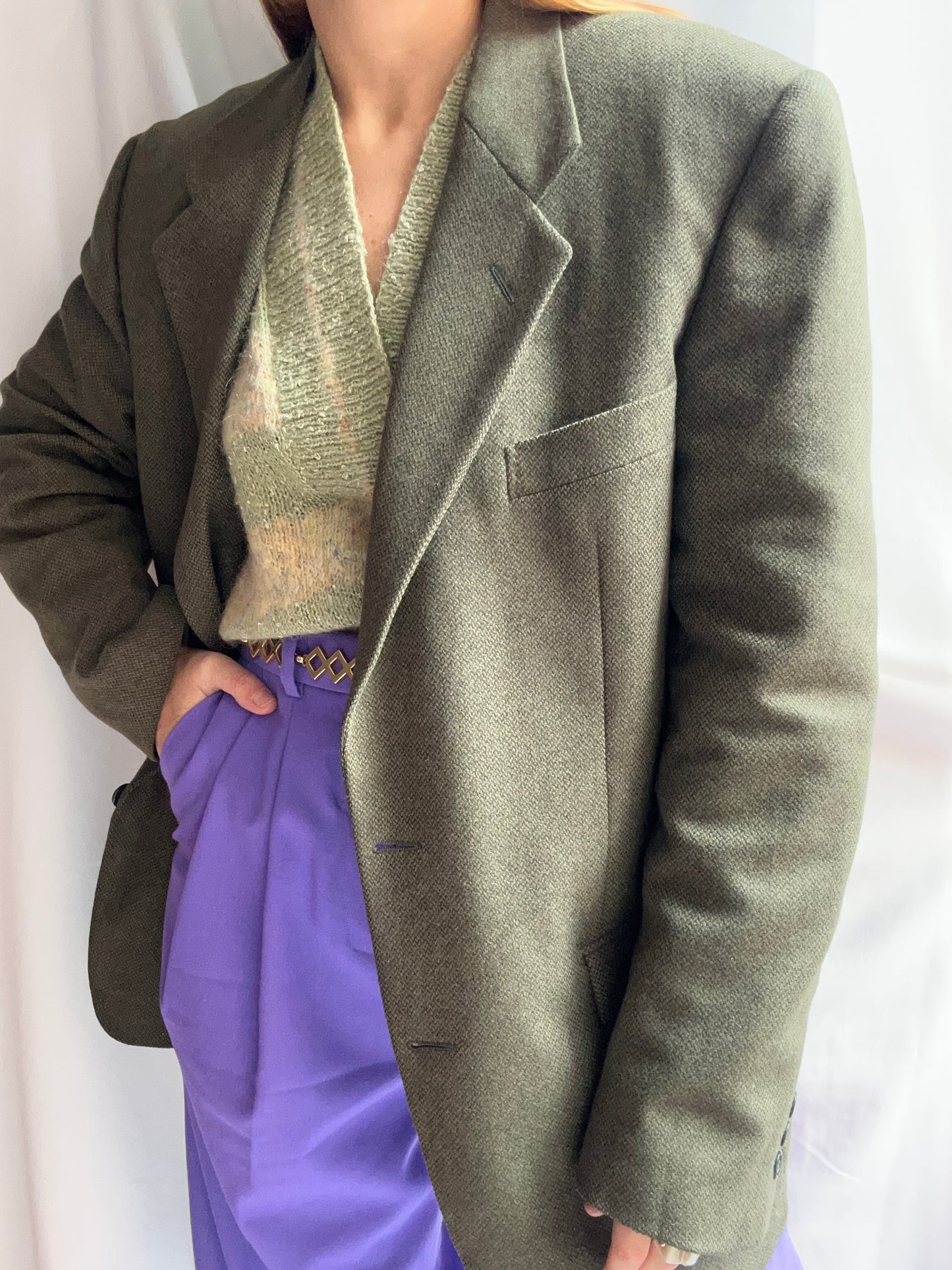 Wool Green Oversize Blazer