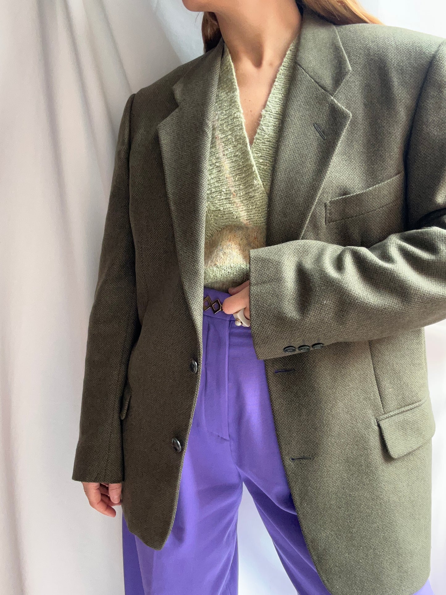 Wool Green Oversize Blazer