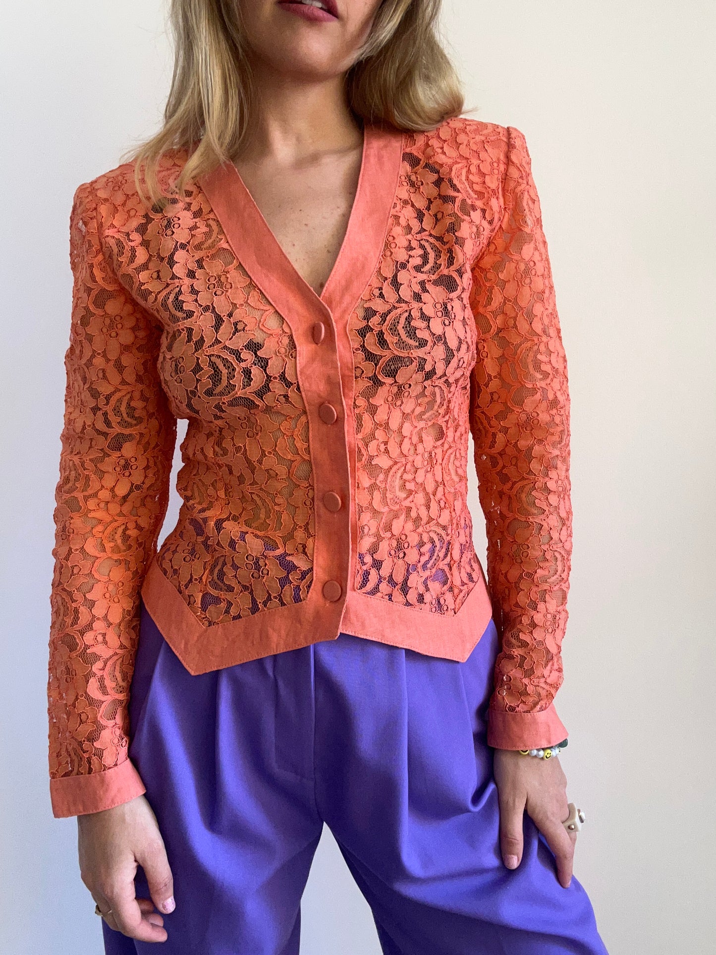 Orange Lace Blazer