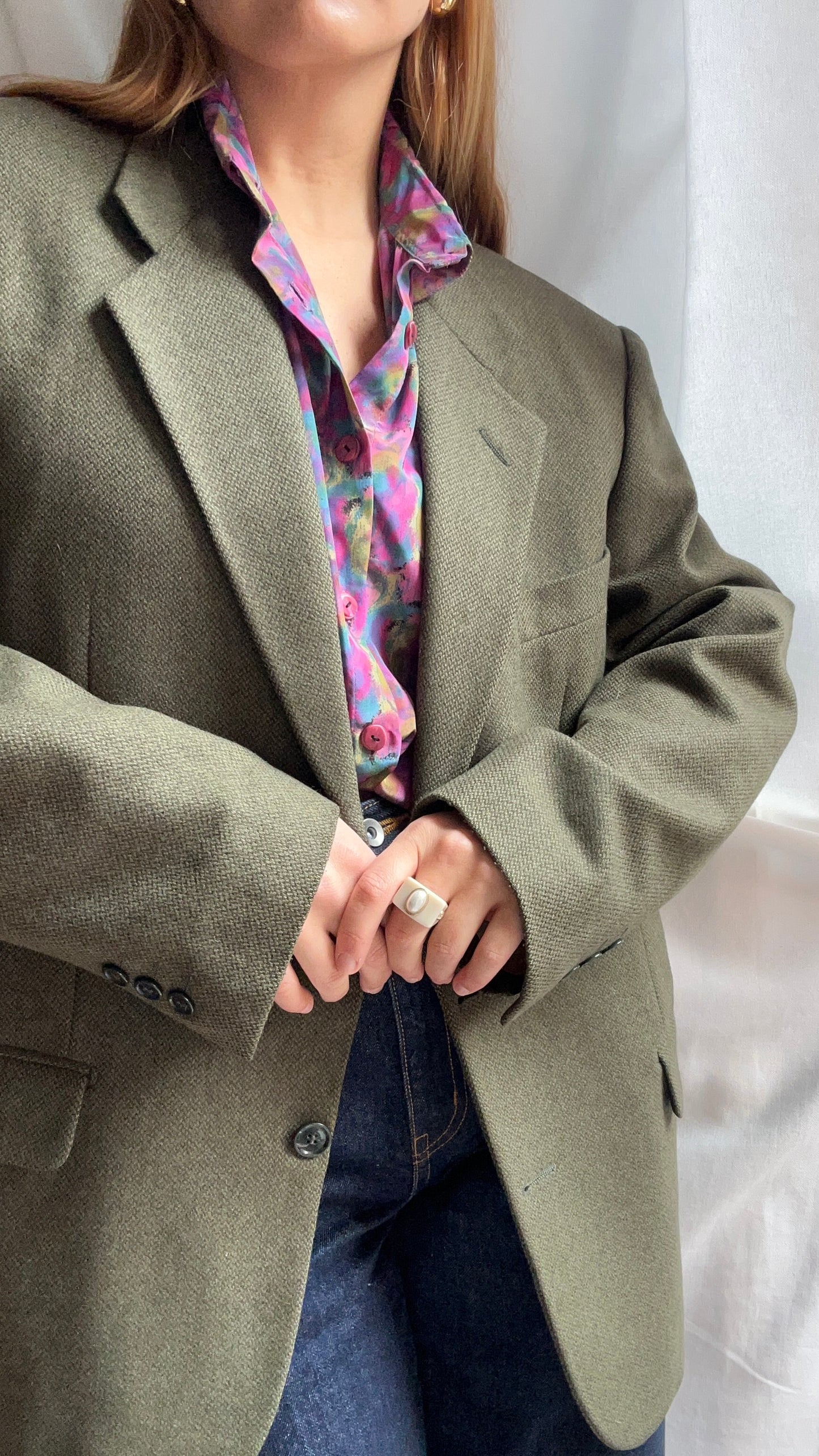 Wool Green Oversize Blazer