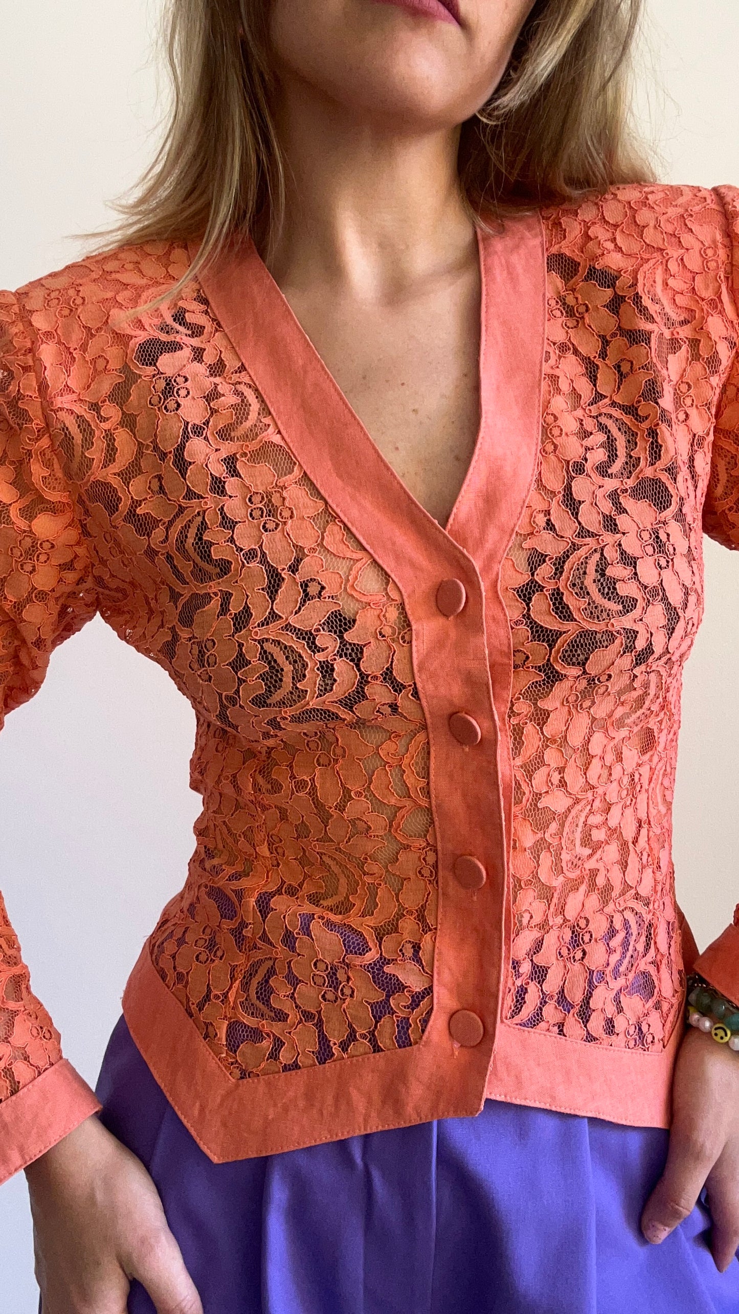 Orange Lace Blazer