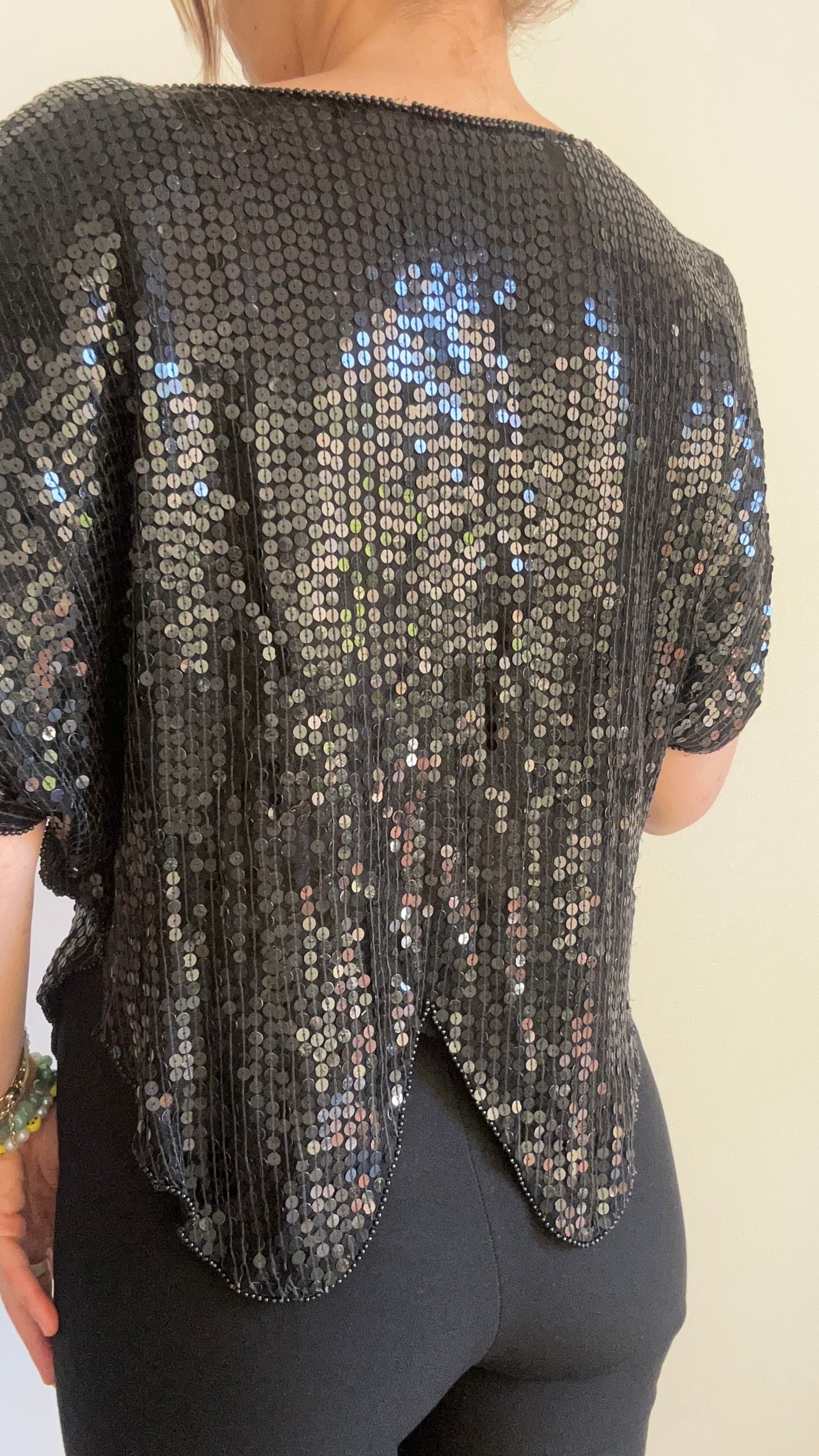 Sequinned Short Sleeve Top