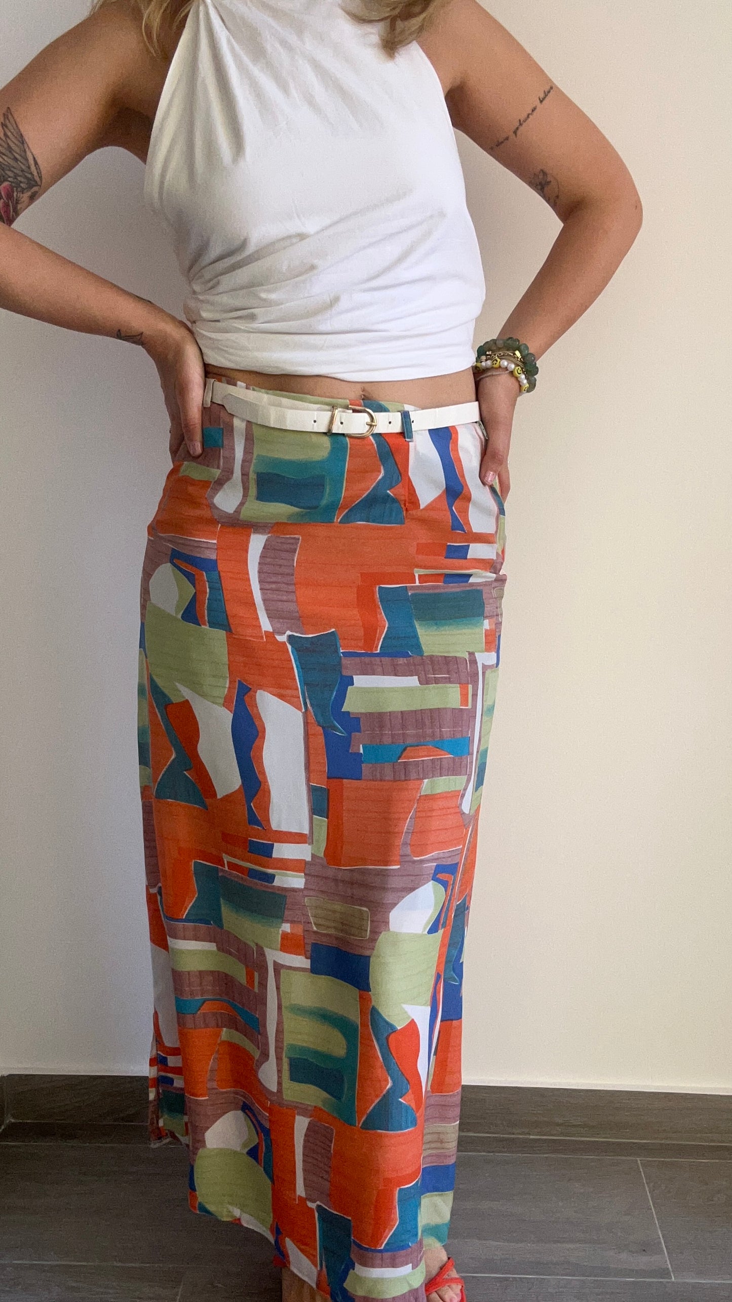 Abstract Print Maxi Skirt