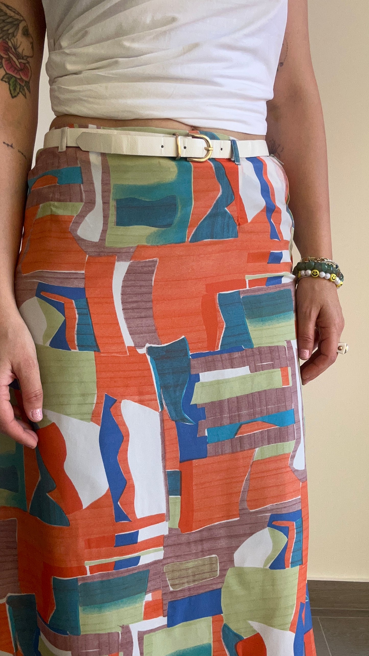 Abstract Print Maxi Skirt