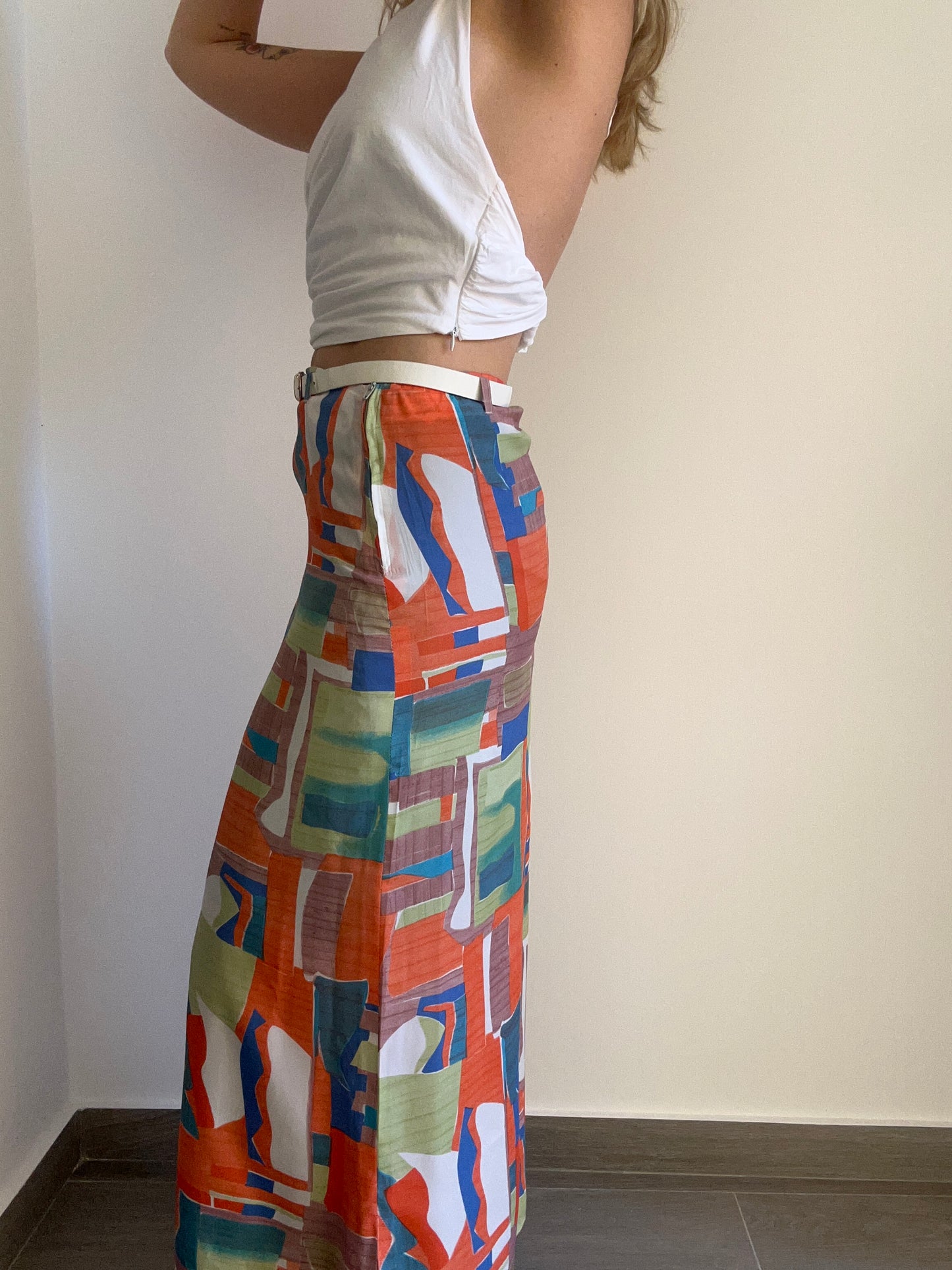 Abstract Print Maxi Skirt