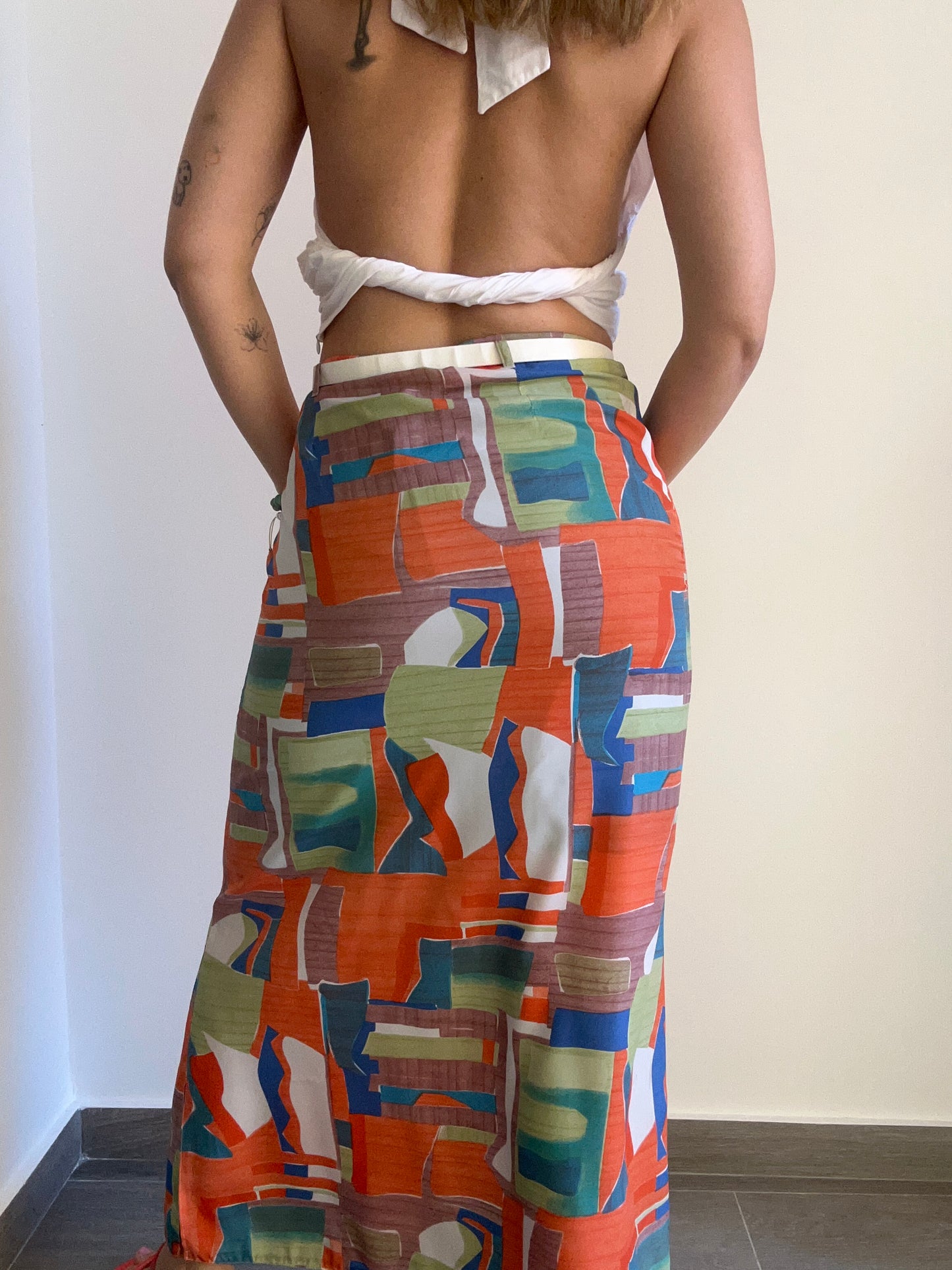 Abstract Print Maxi Skirt