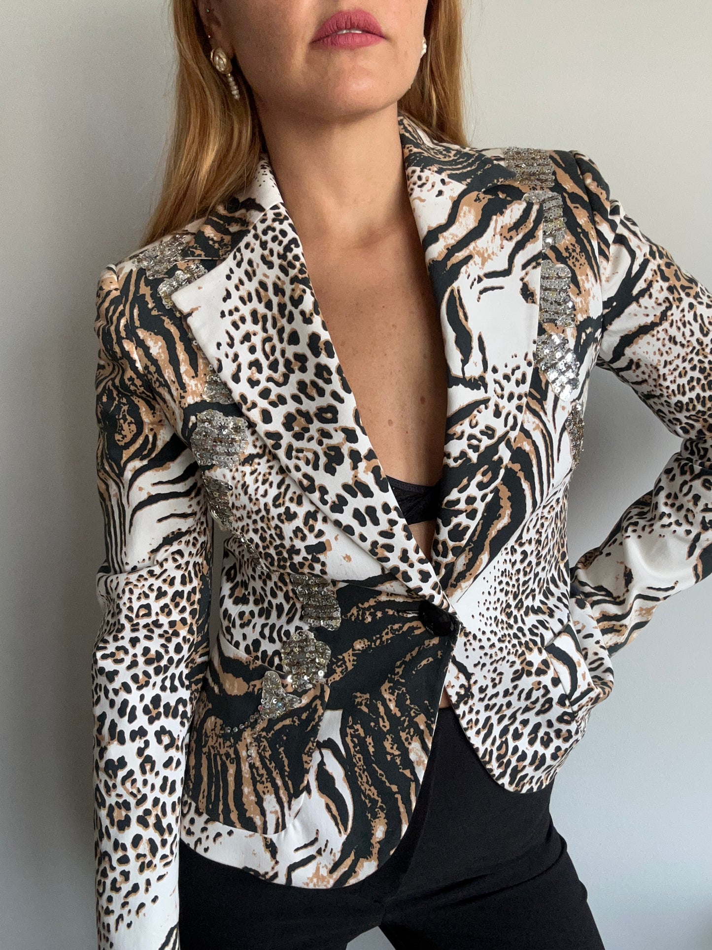 Animal Print Sequinned Blazer