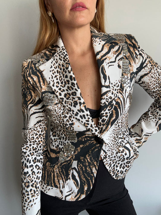 Animal Print Sequinned Blazer