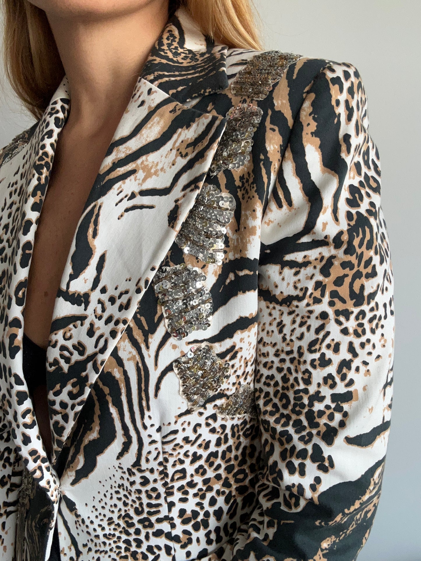 Animal Print Sequinned Blazer