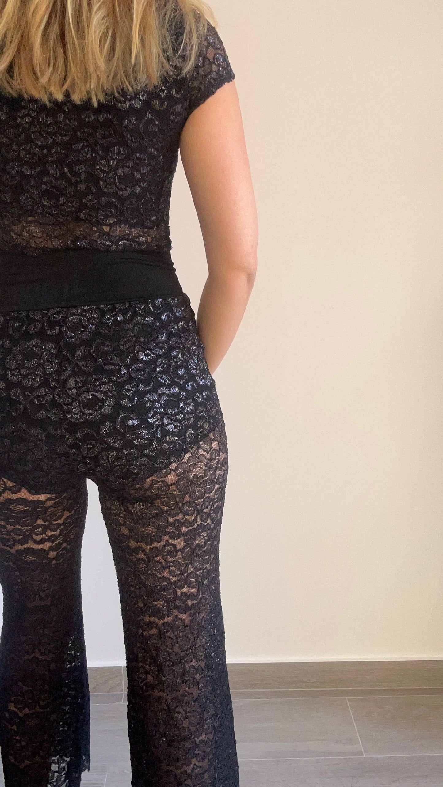 Black Lace Trousers & Blouse Set