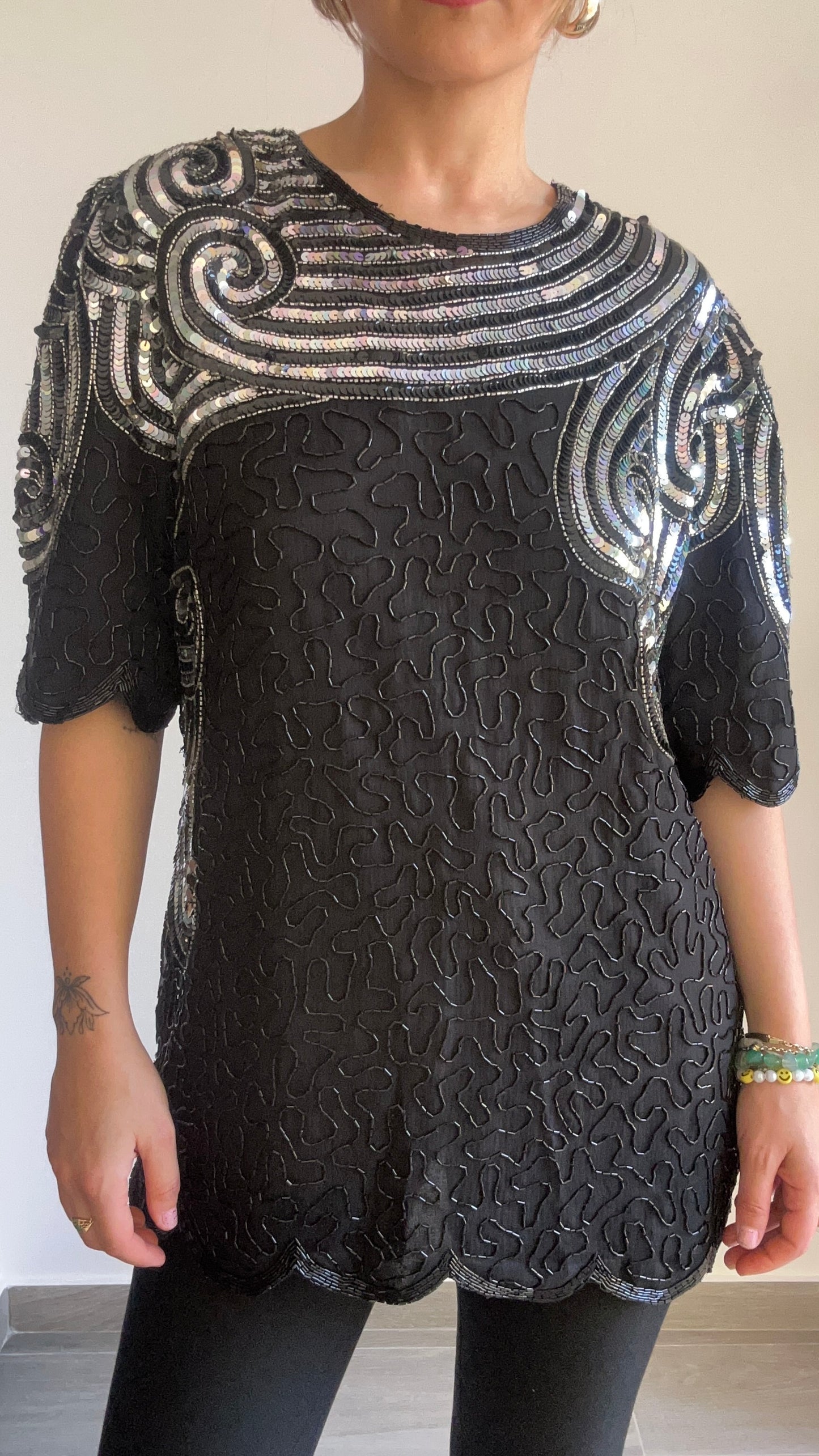 Black Sequinned Top