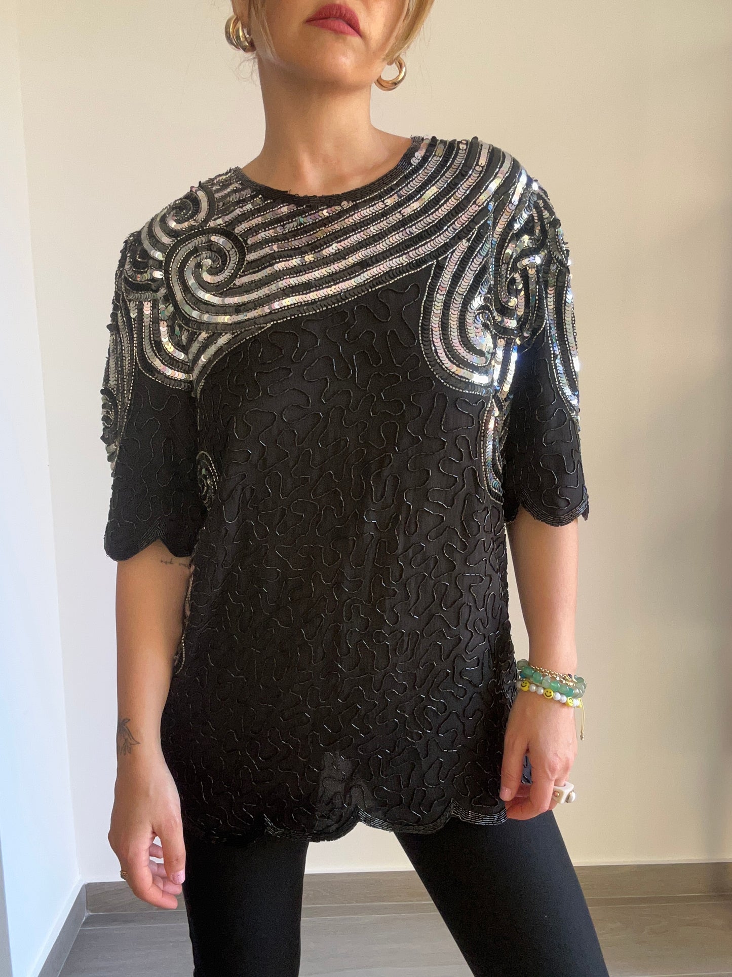 Black Sequinned Top