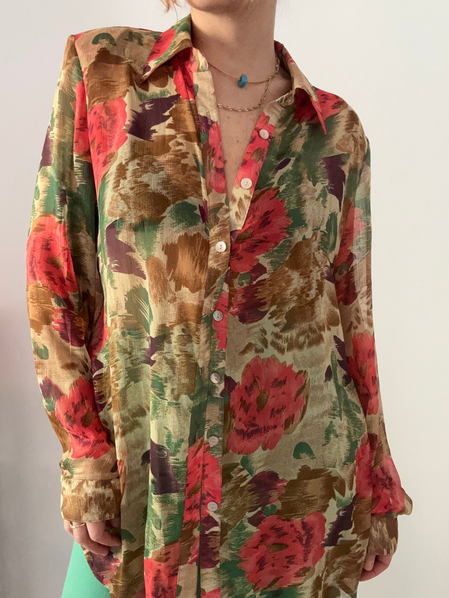 Chiffon Floral Sheer Shirt