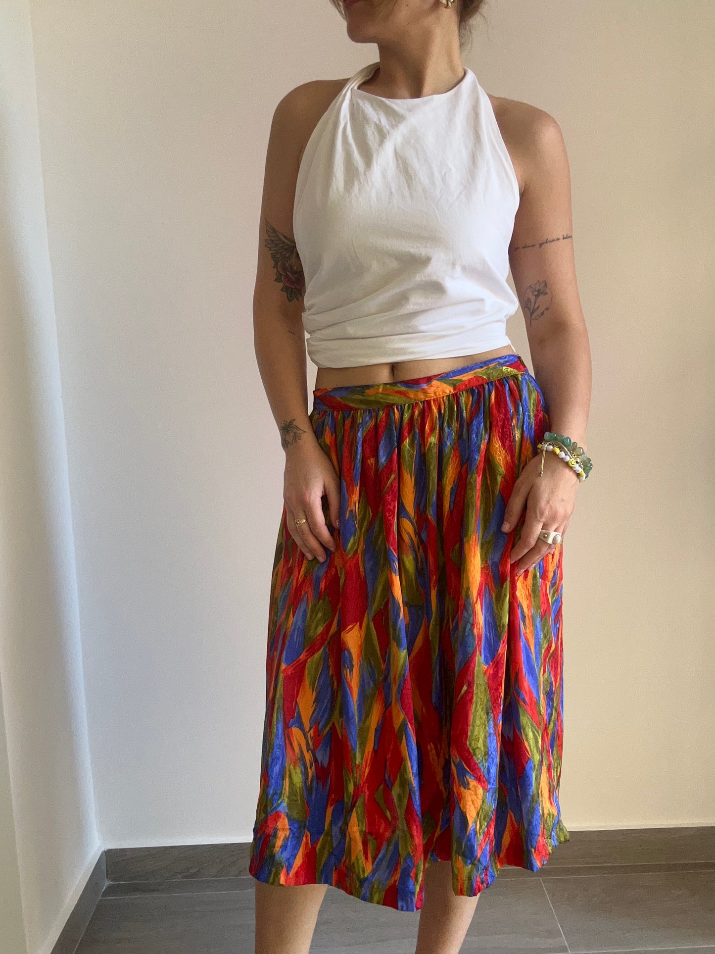 Abstract Print Midi Skirt