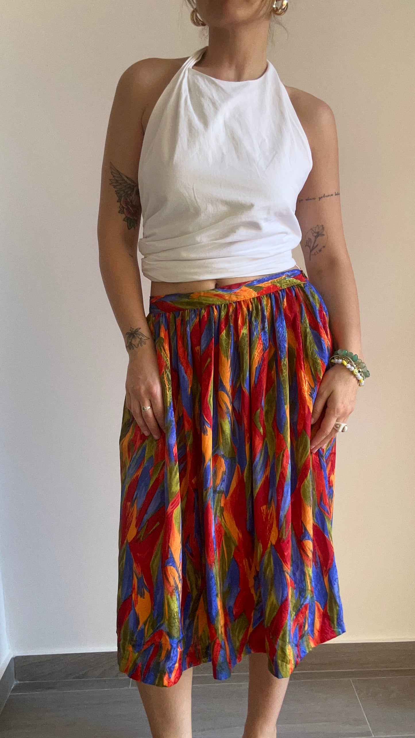 Abstract Print Midi Skirt