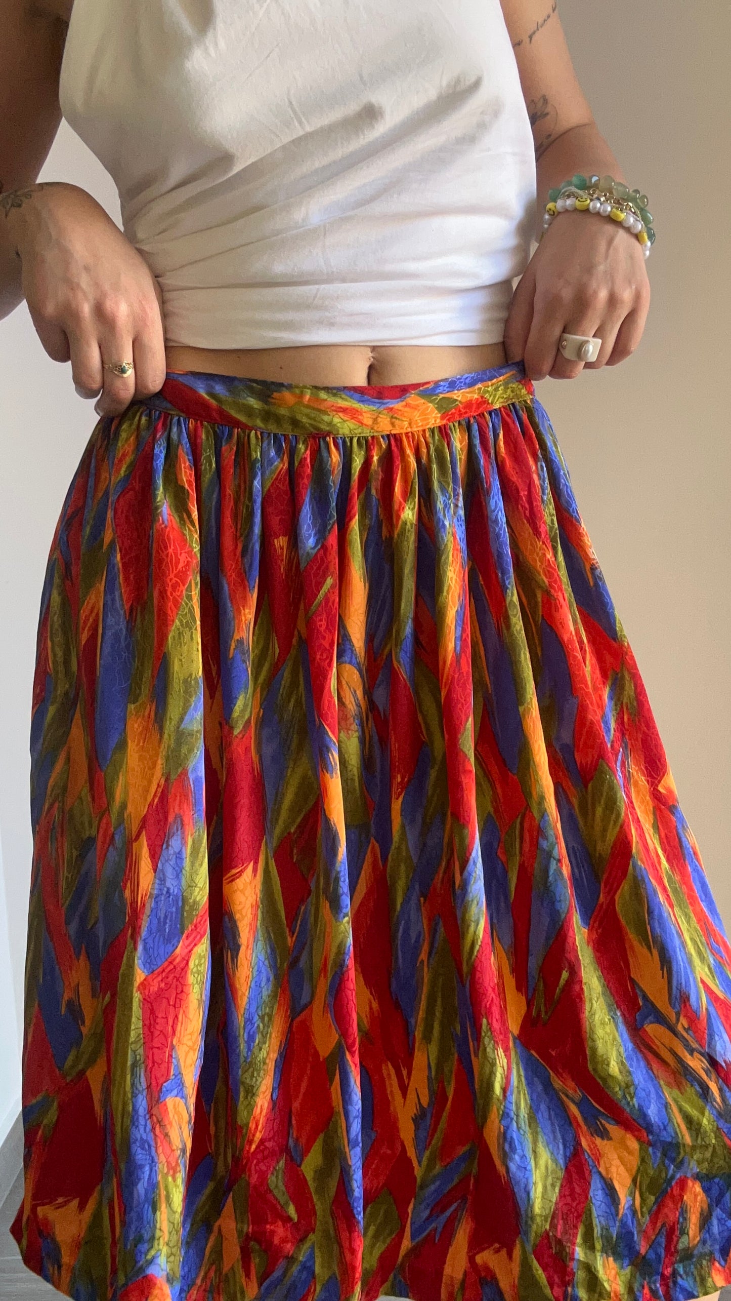 Abstract Print Midi Skirt