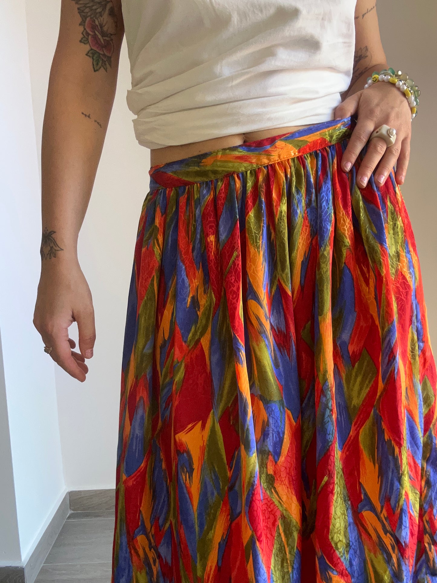 Abstract Print Midi Skirt