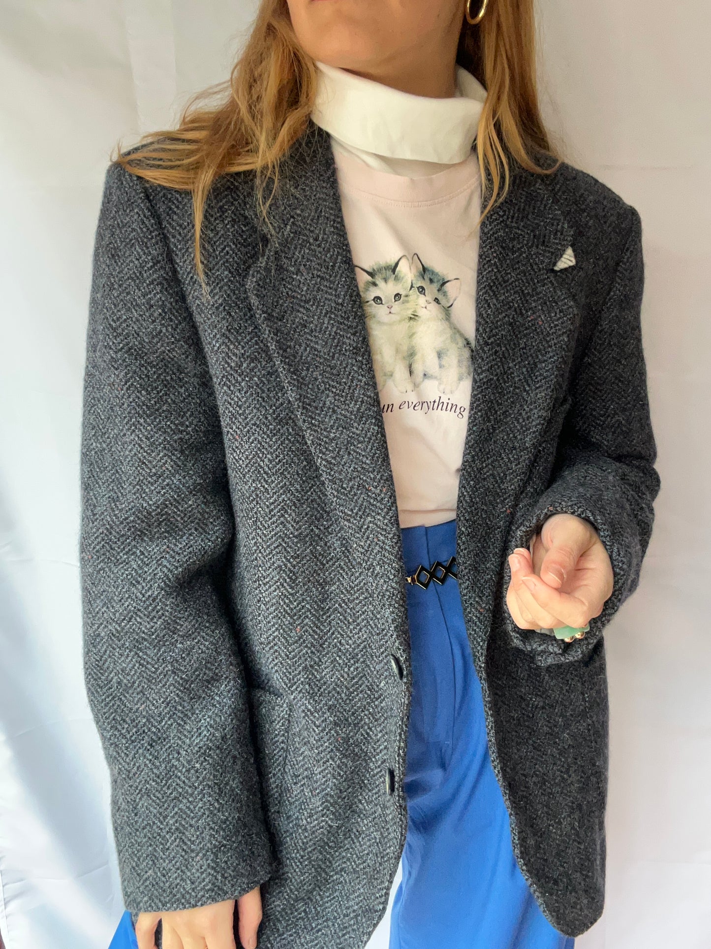 Wool Blue & Gray Blazer