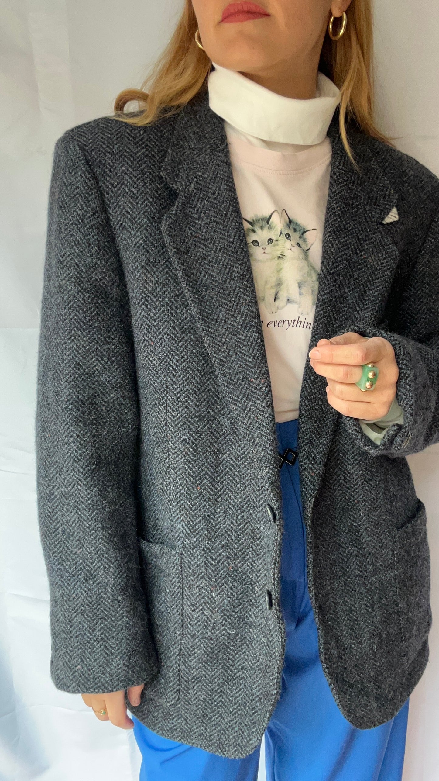 Wool Blue & Gray Blazer