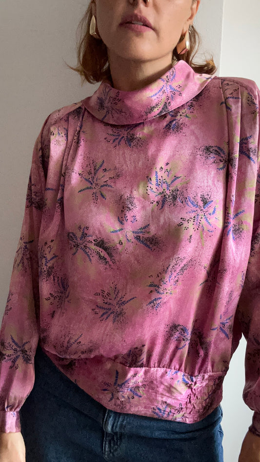 High Neck Satin Blouse