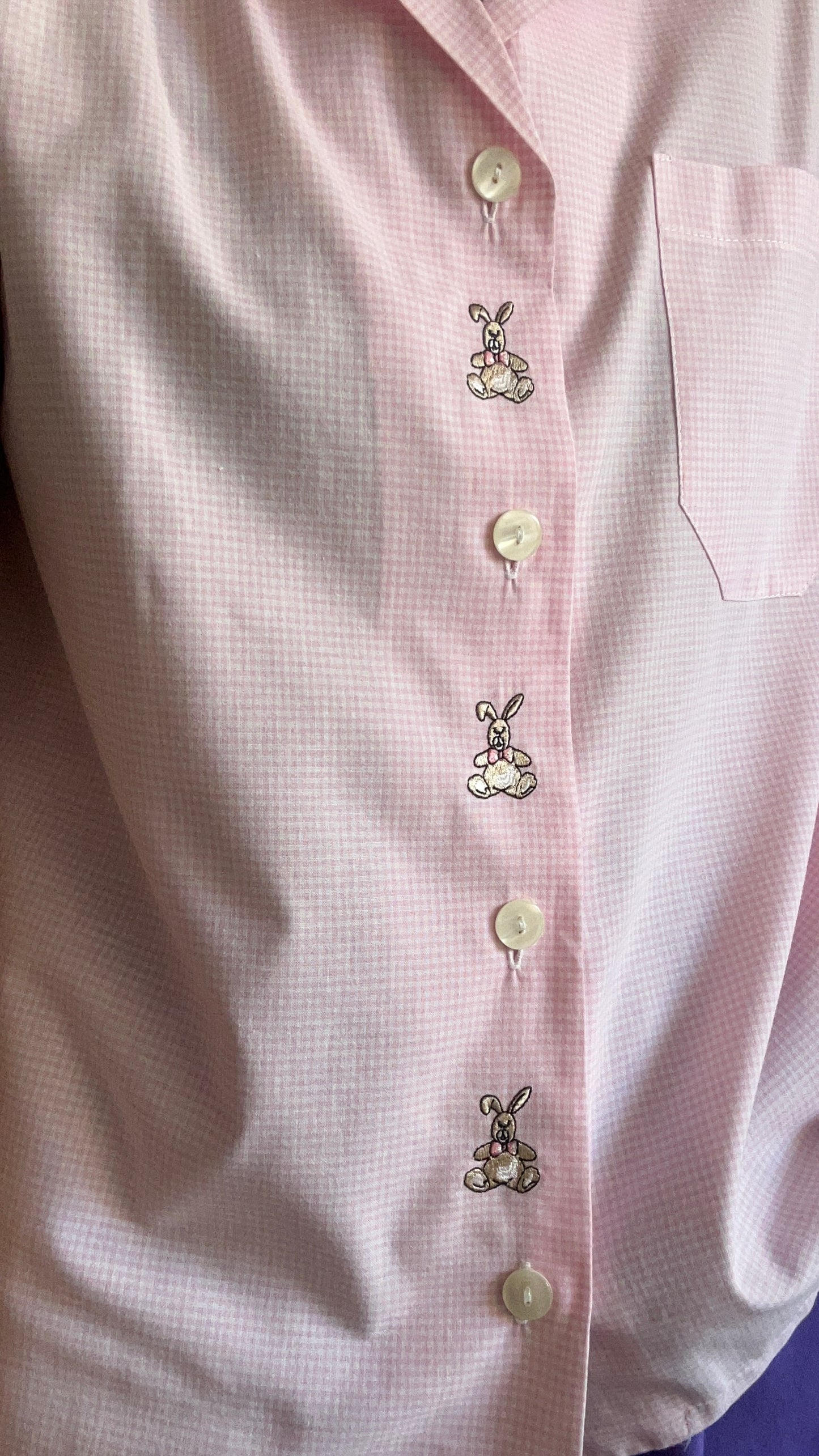 Bunny Embroidered Gingham Top